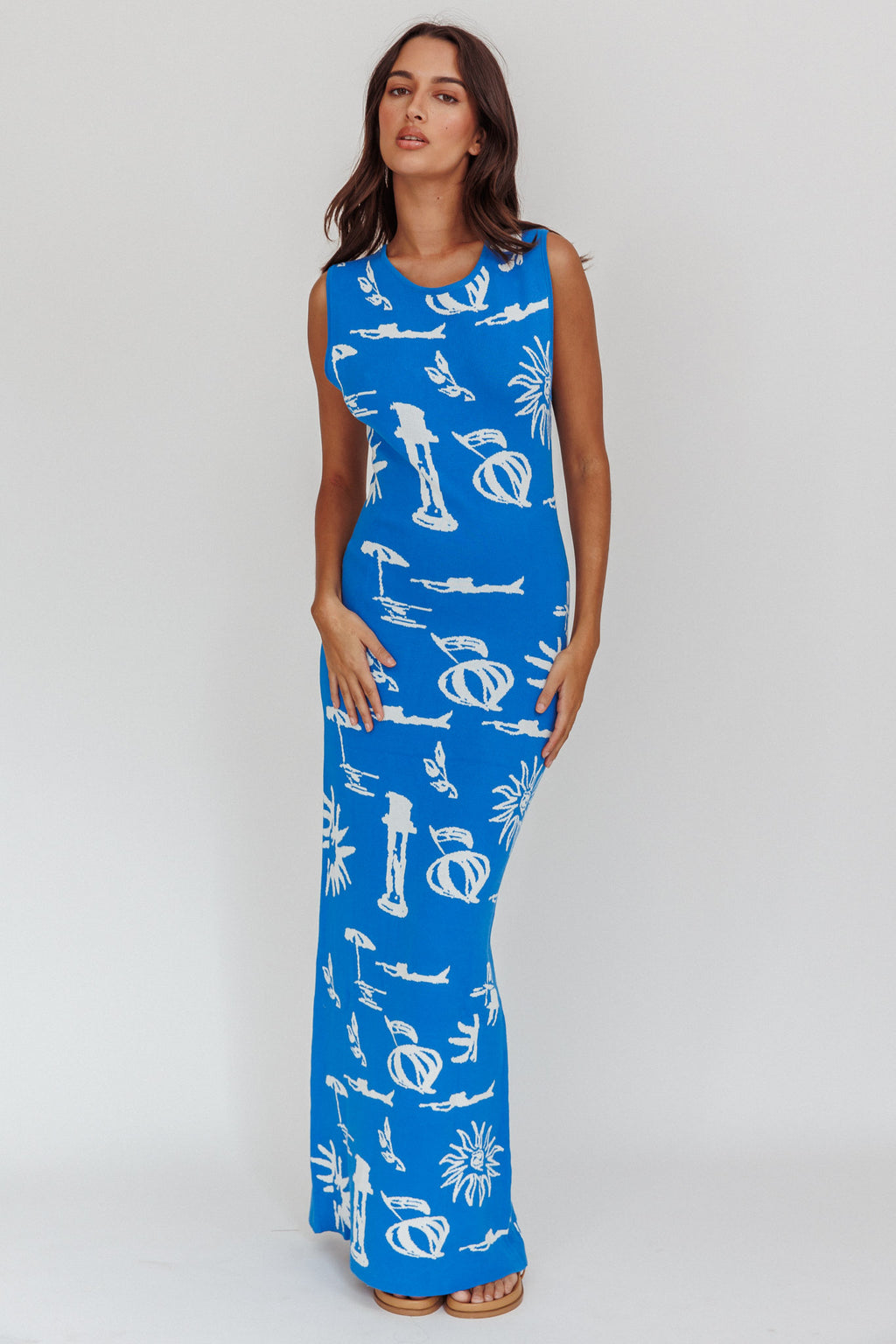 Irene Column Silhouette Maxi Dress Blue by Selfie Leslie