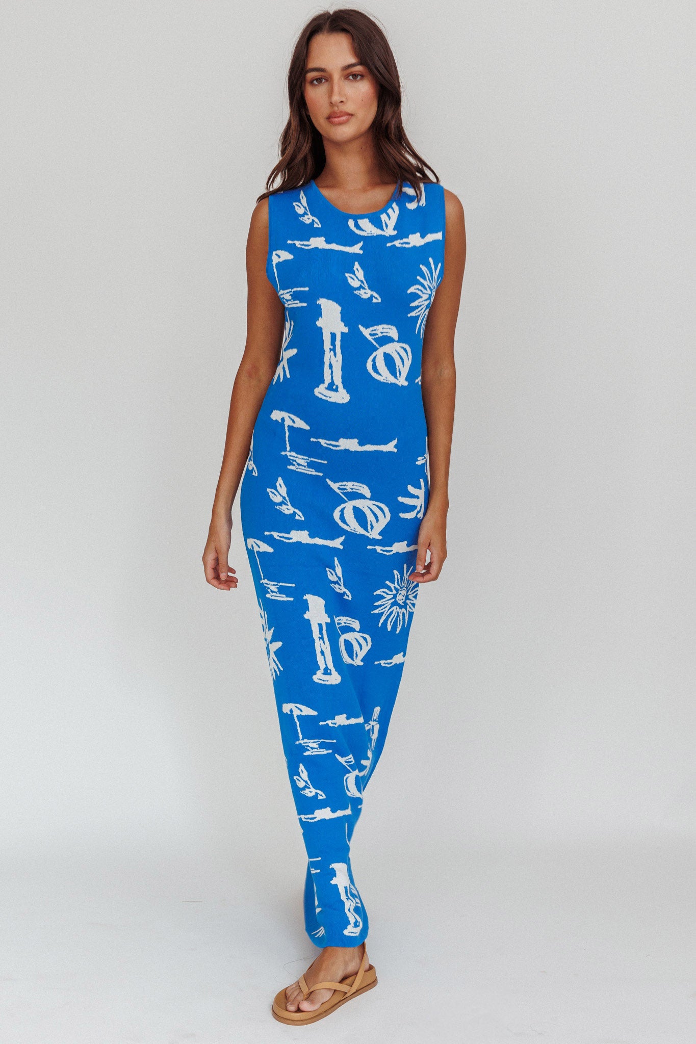 Irene Column Silhouette Maxi Dress Blue by Selfie Leslie