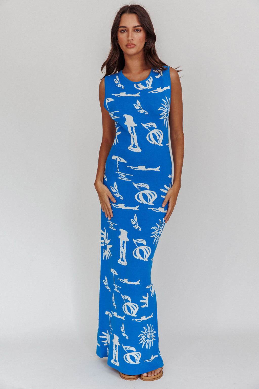 Irene Column Silhouette Maxi Dress Blue by Selfie Leslie