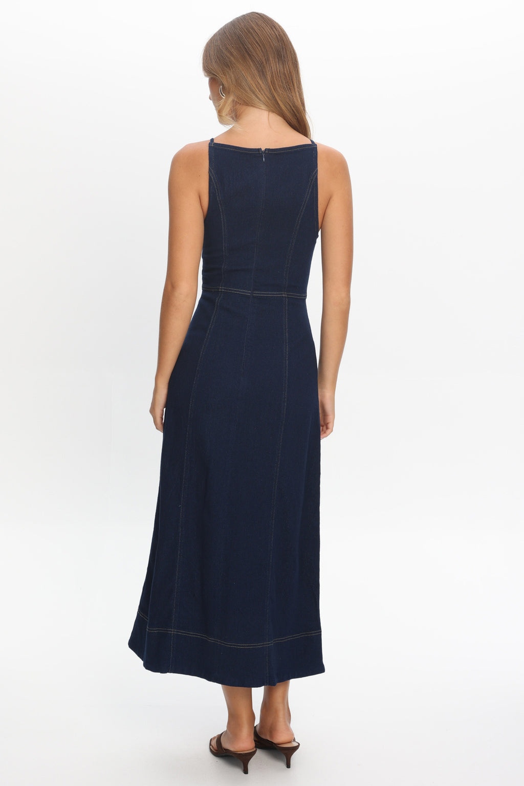 Love's Embrace Button Front Maxi Dress Indigo - S
