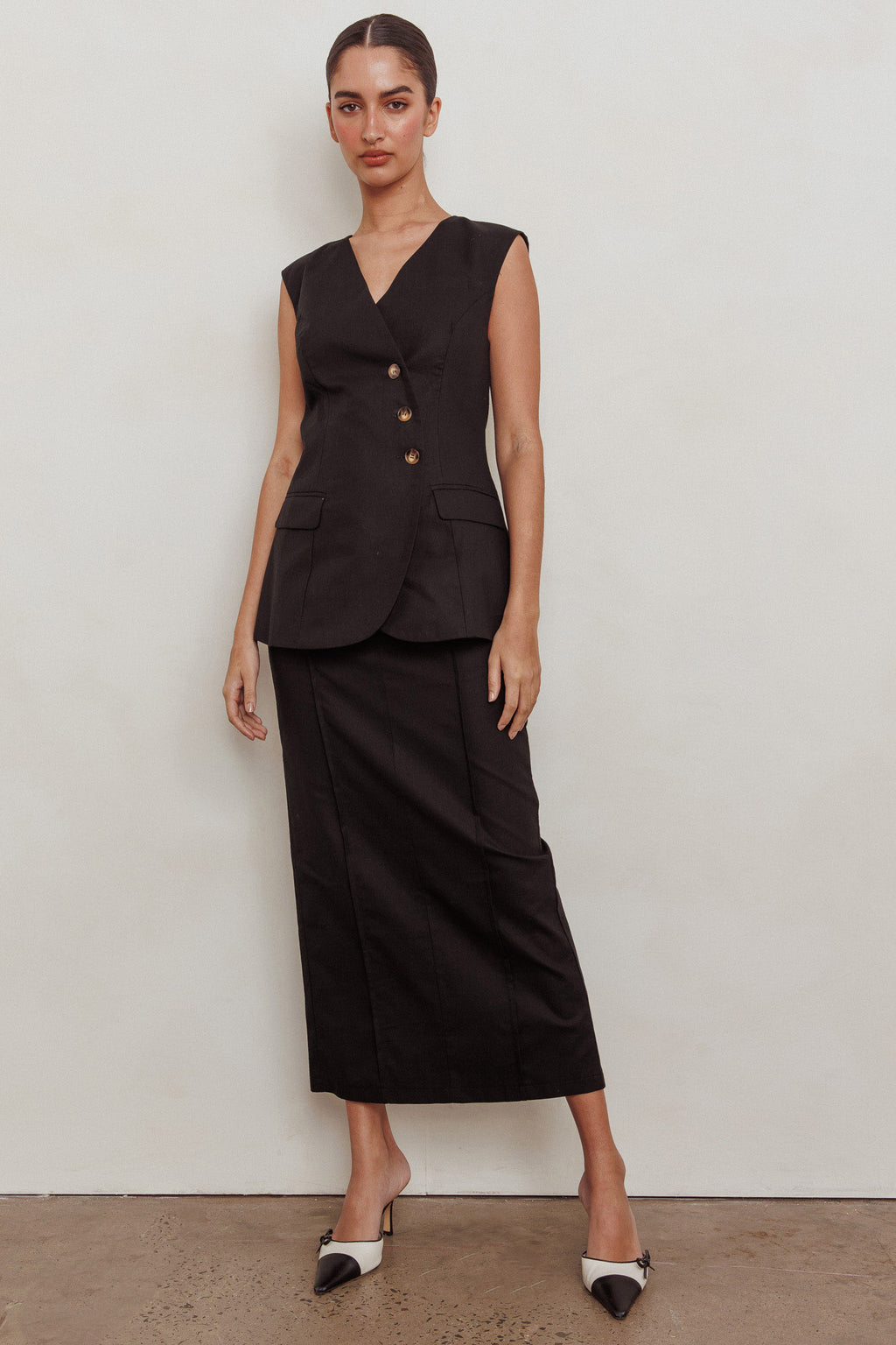 Sweet Treat Column Maxi Skirt Black by Selfie Leslie