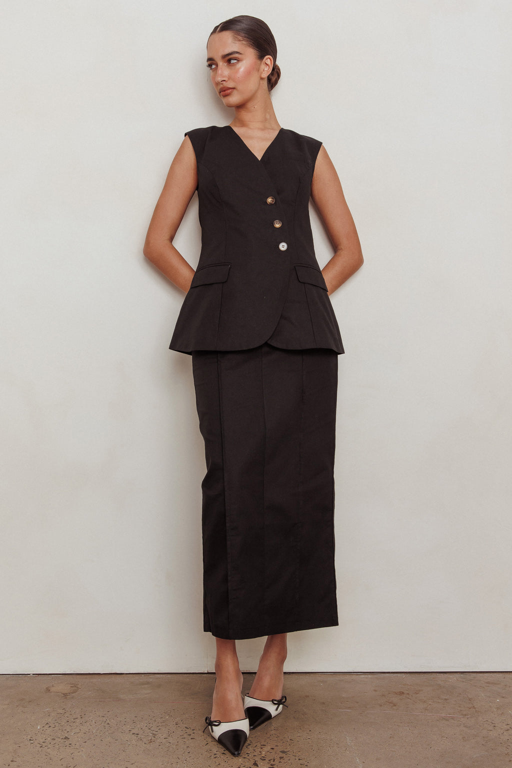 Sweet Treat Column Maxi Skirt Black by Selfie Leslie