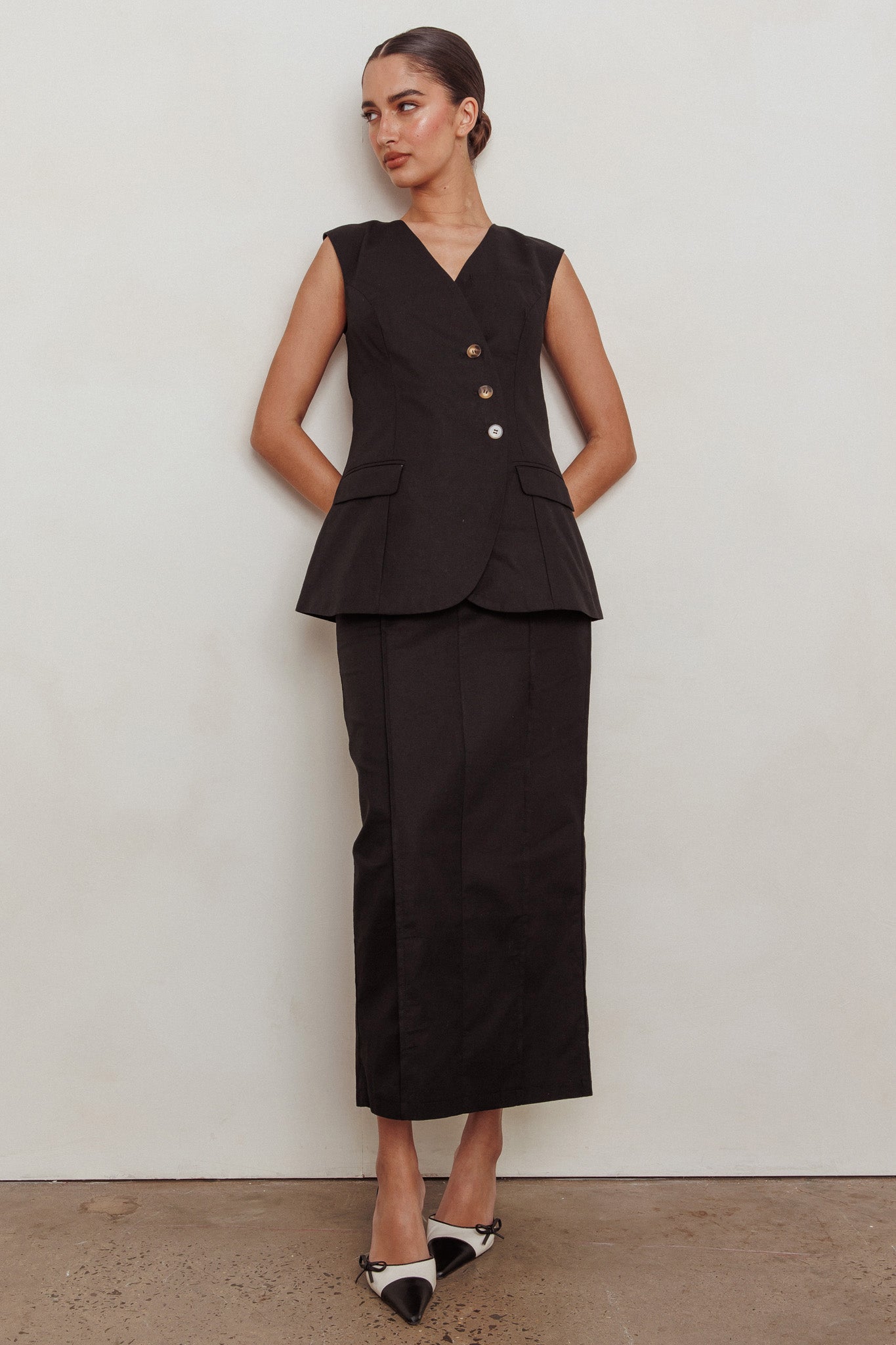 Sweet Treat Column Maxi Skirt Black by Selfie Leslie