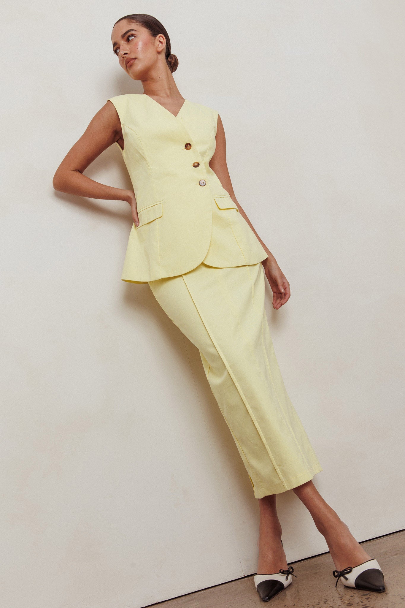 Sweet Treat Column Midi Skirt Lemon by Selfie Leslie