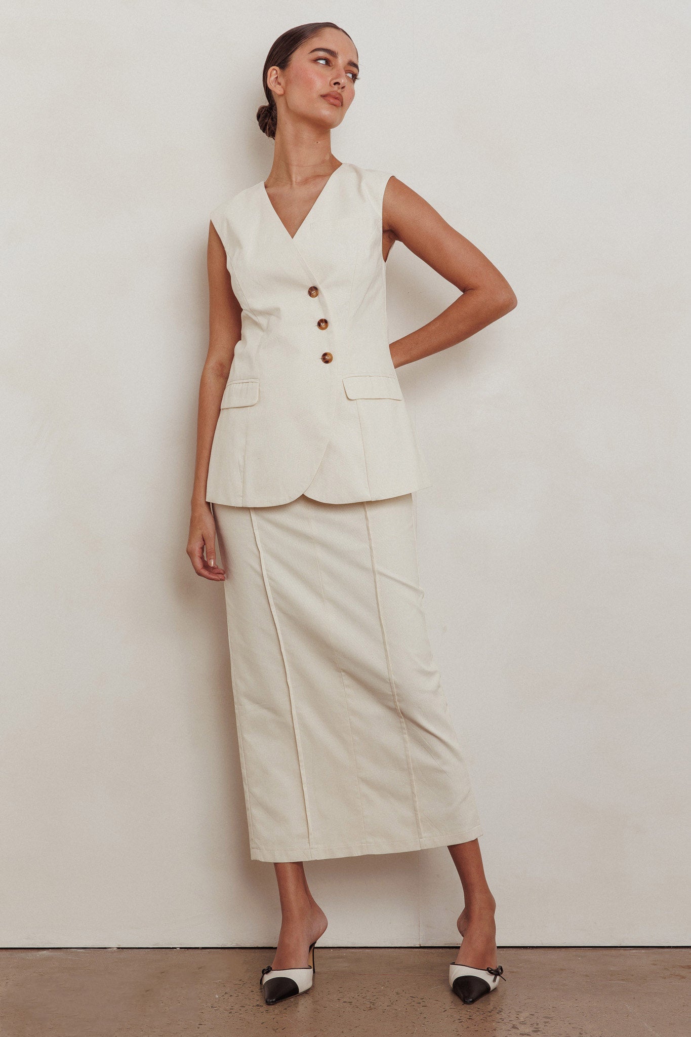 Sweet Treat Column Maxi Skirt Oat by Selfie Leslie