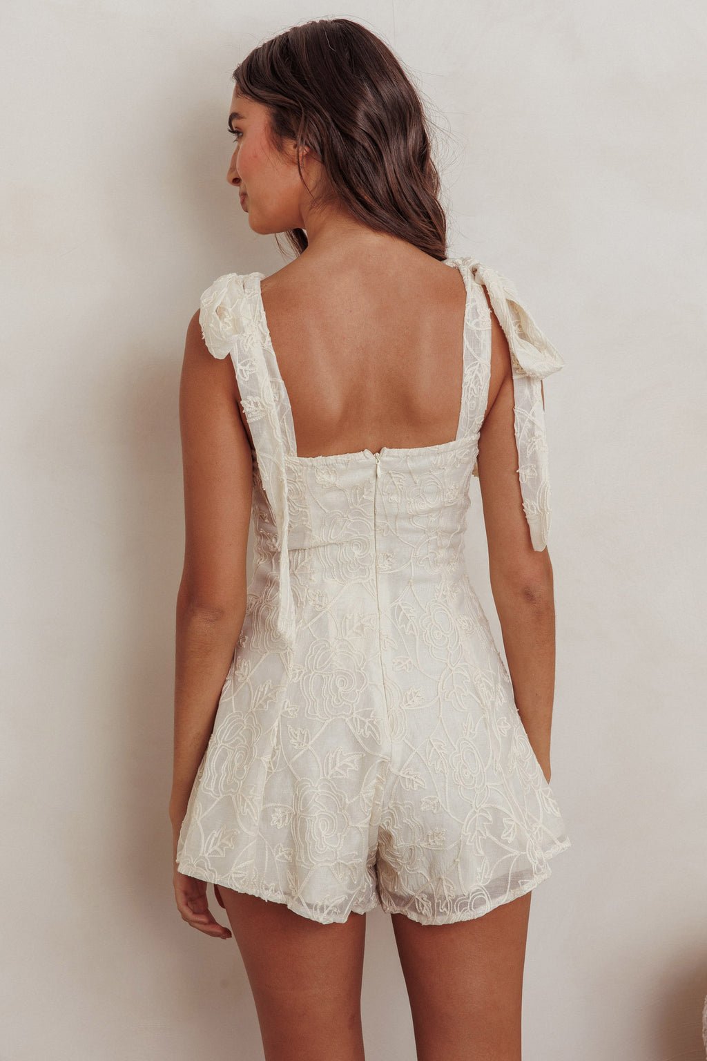 Good Days Tied Shoulder Romper Cream by Selfie Leslie