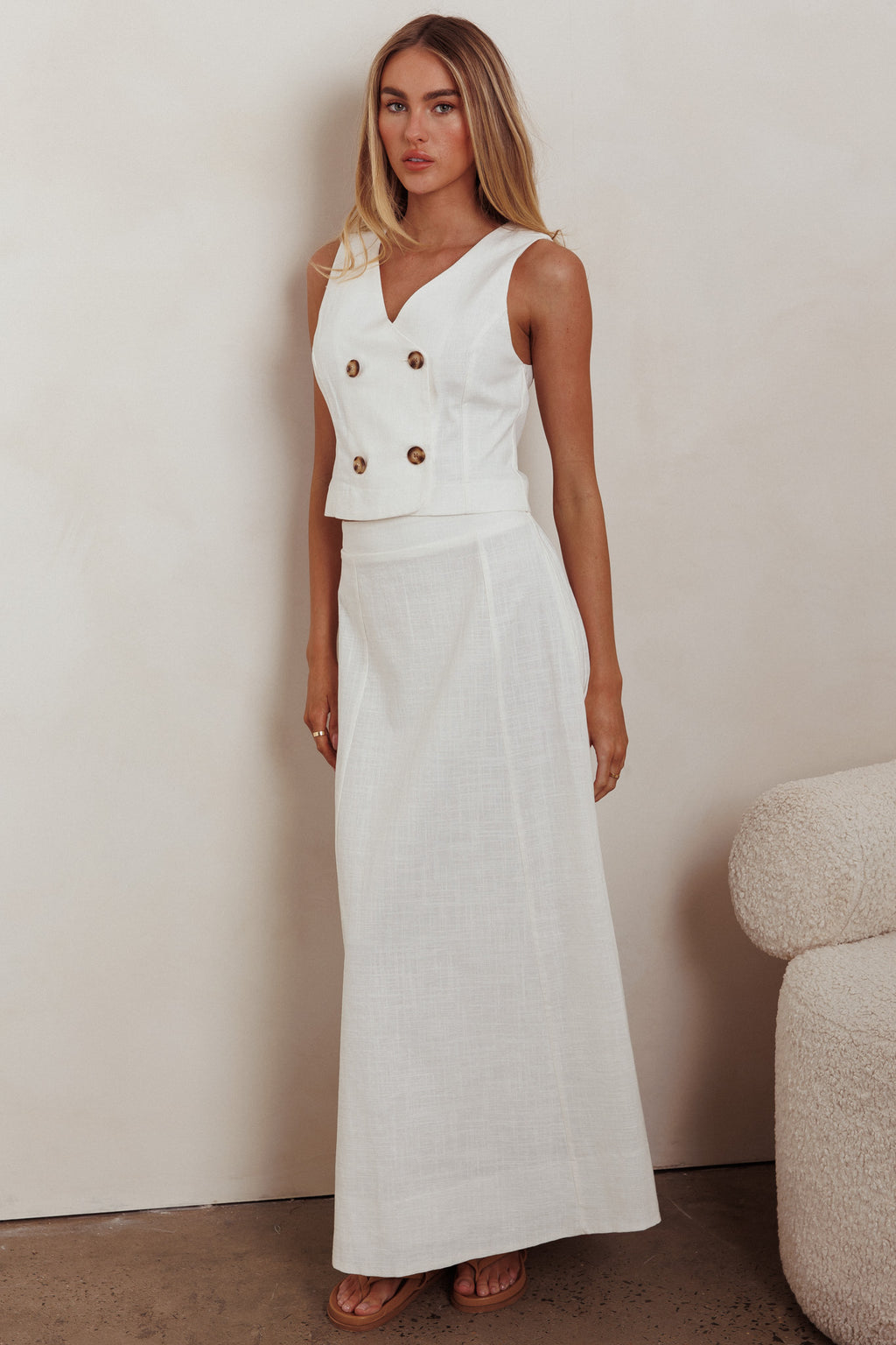 Payday A-Line Maxi Skirt Off White by Selfie Leslie