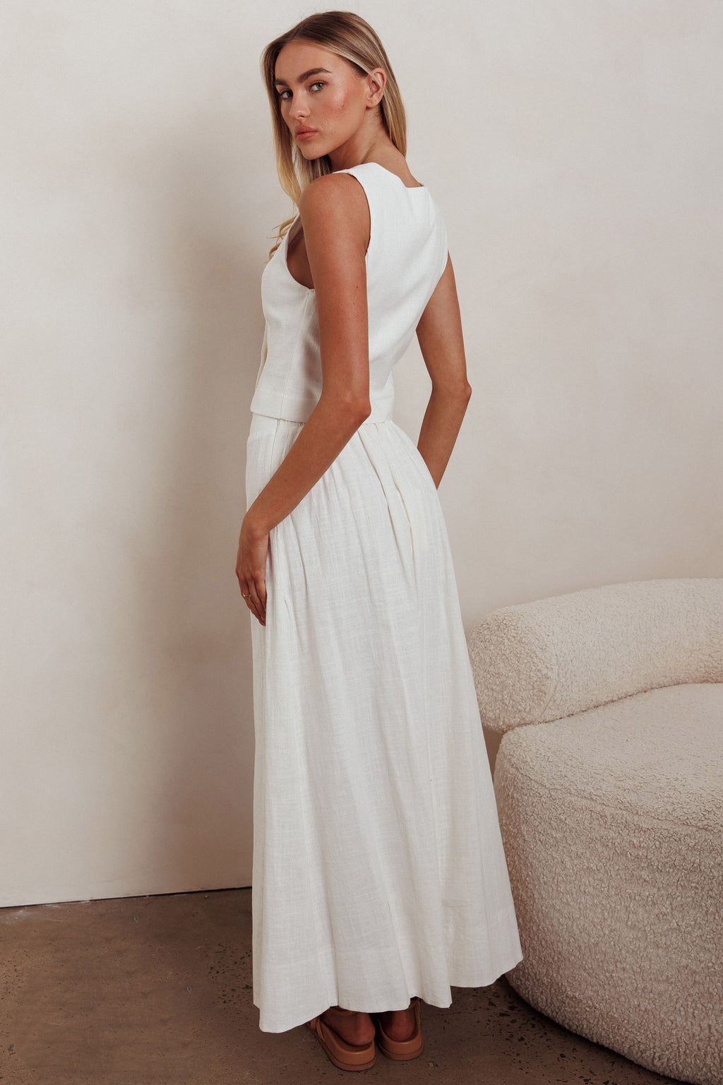 Payday A-Line Maxi Skirt Off White by Selfie Leslie