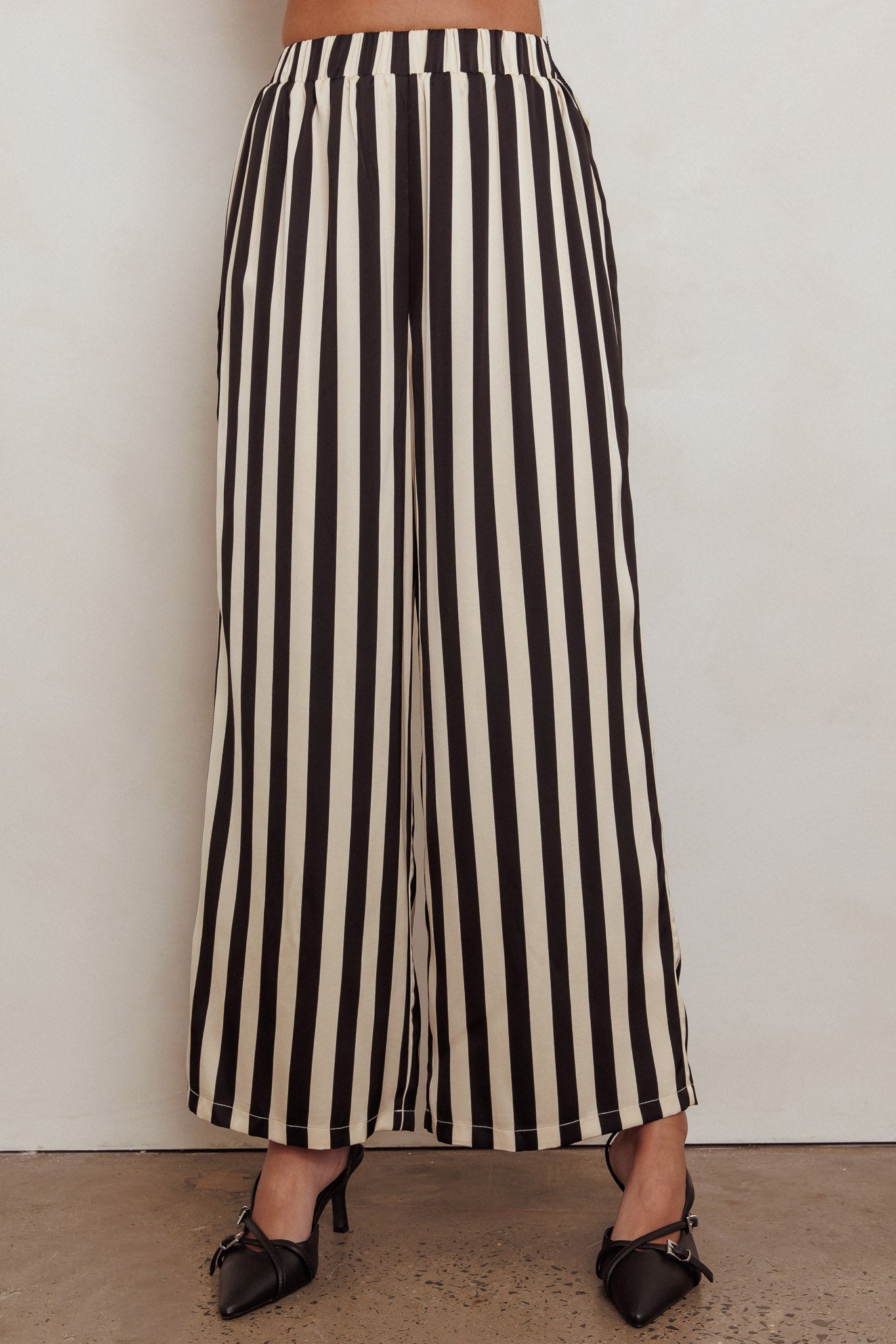 Shop the Love Galore Striped Wide Leg Pant Black/Beige