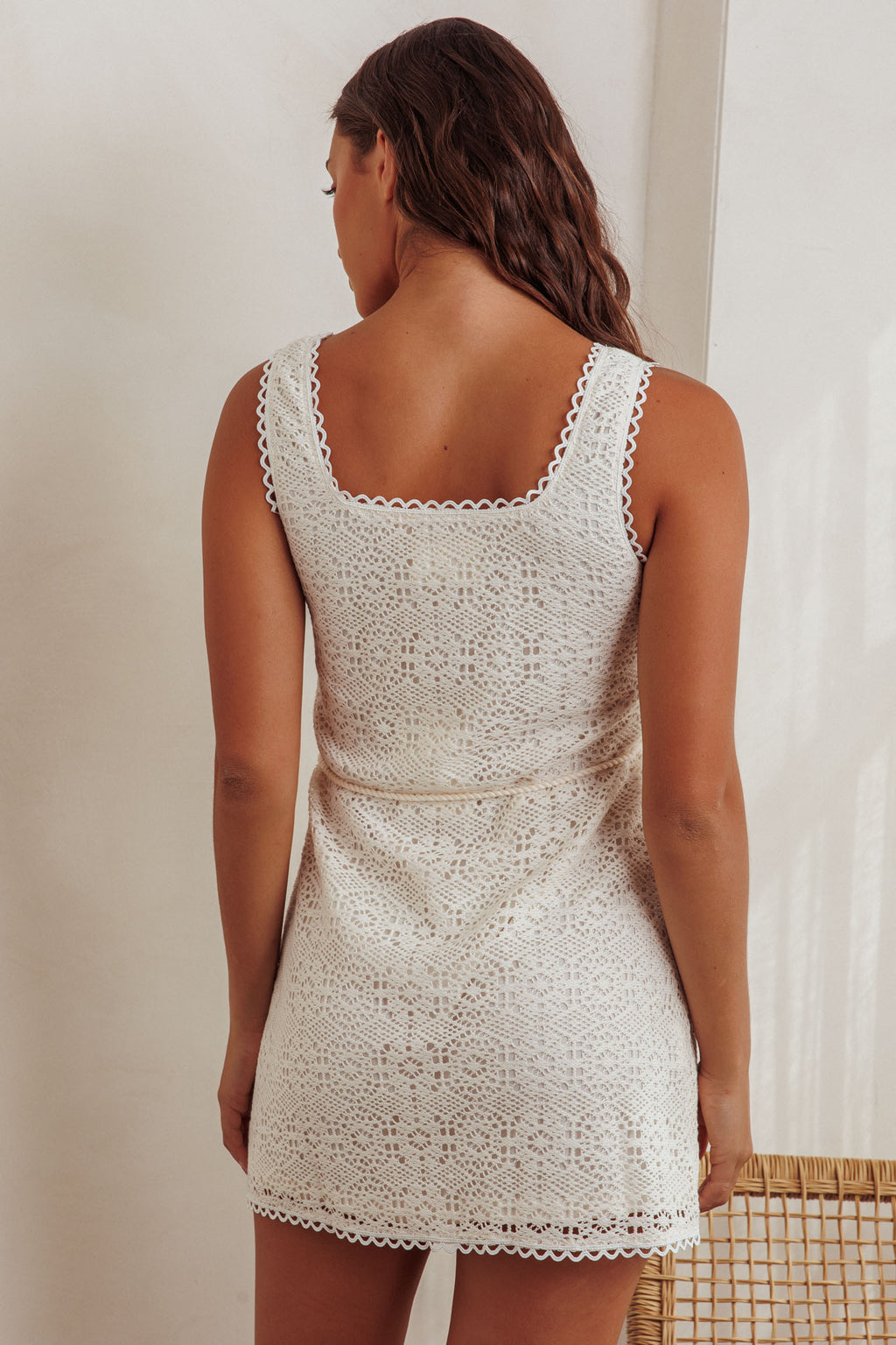 Bethenny Lace Overlay Mini Dress White by Selfie Leslie
