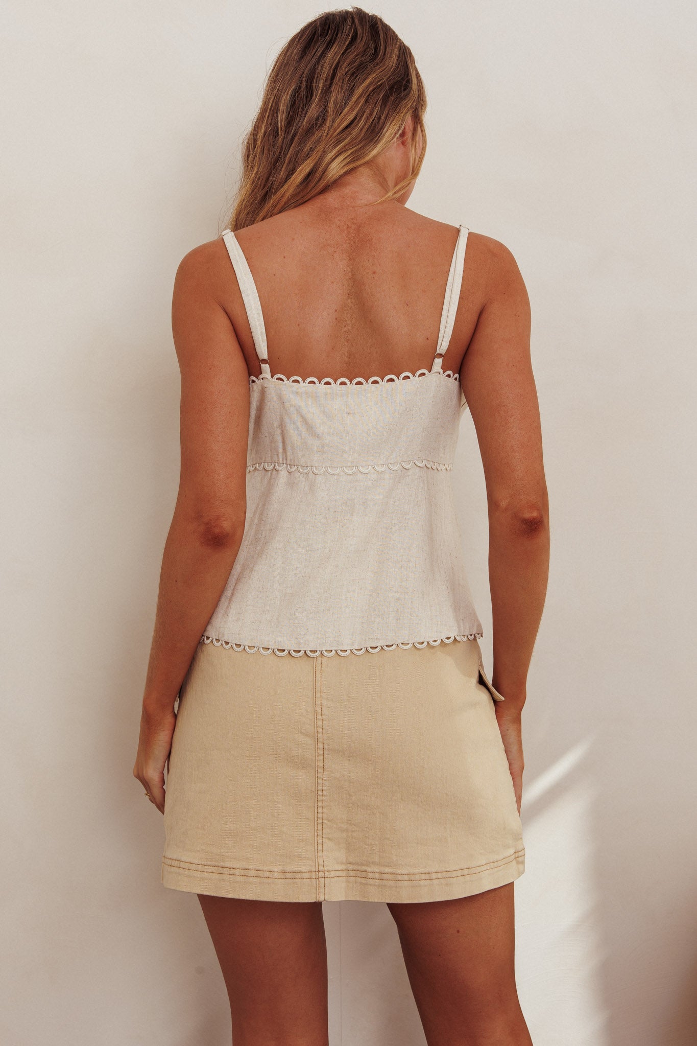 Caught Out Faux Pocket Mini Skirt Beige– Selfie Leslie