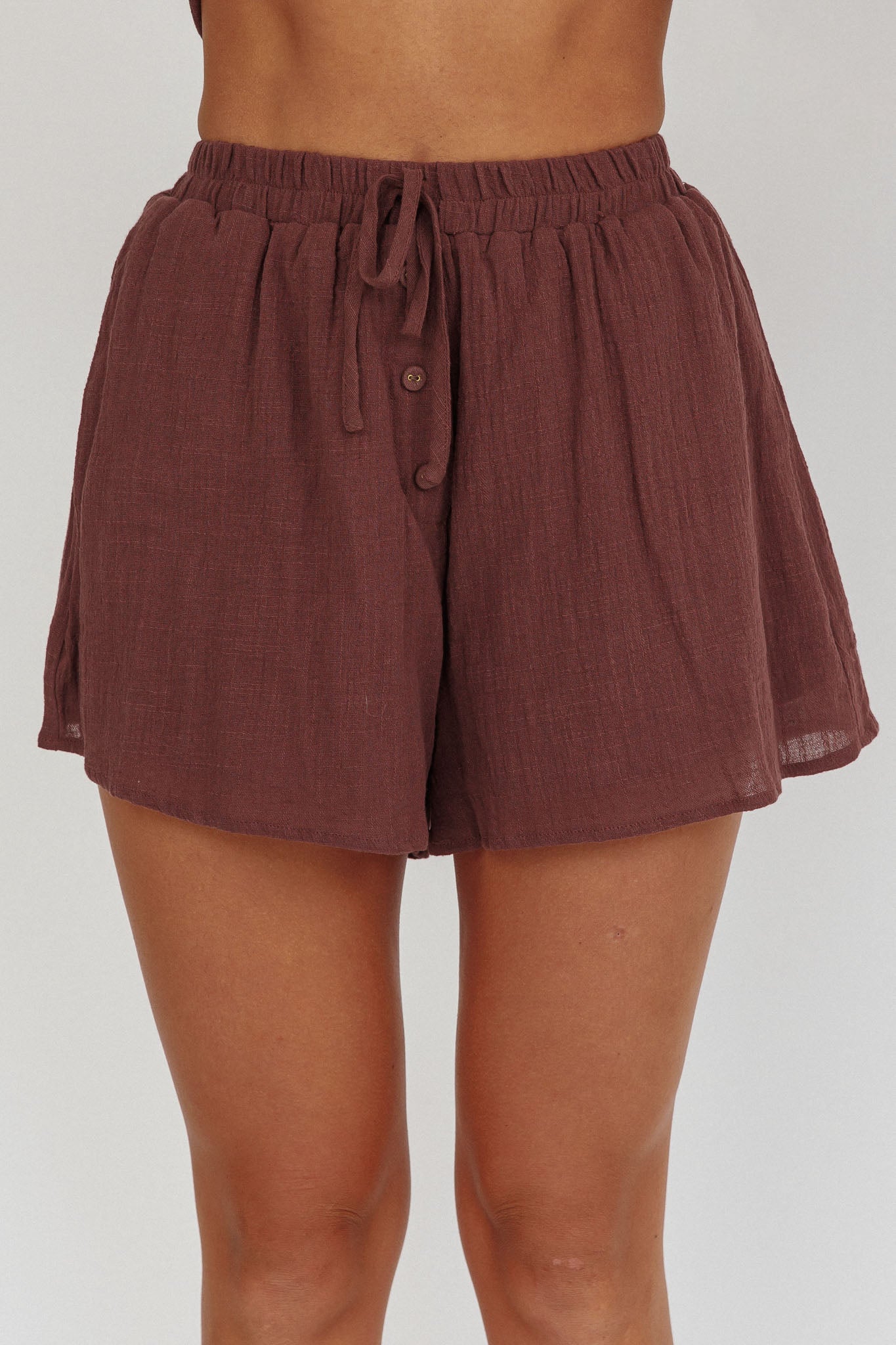 Salty Sea Waist Tie Shorts Chocolate by Selfie Leslie