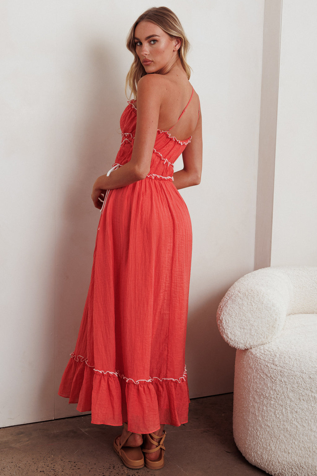 Ballad One-Shoulder Maxi Dress Coral by Selfie Leslie