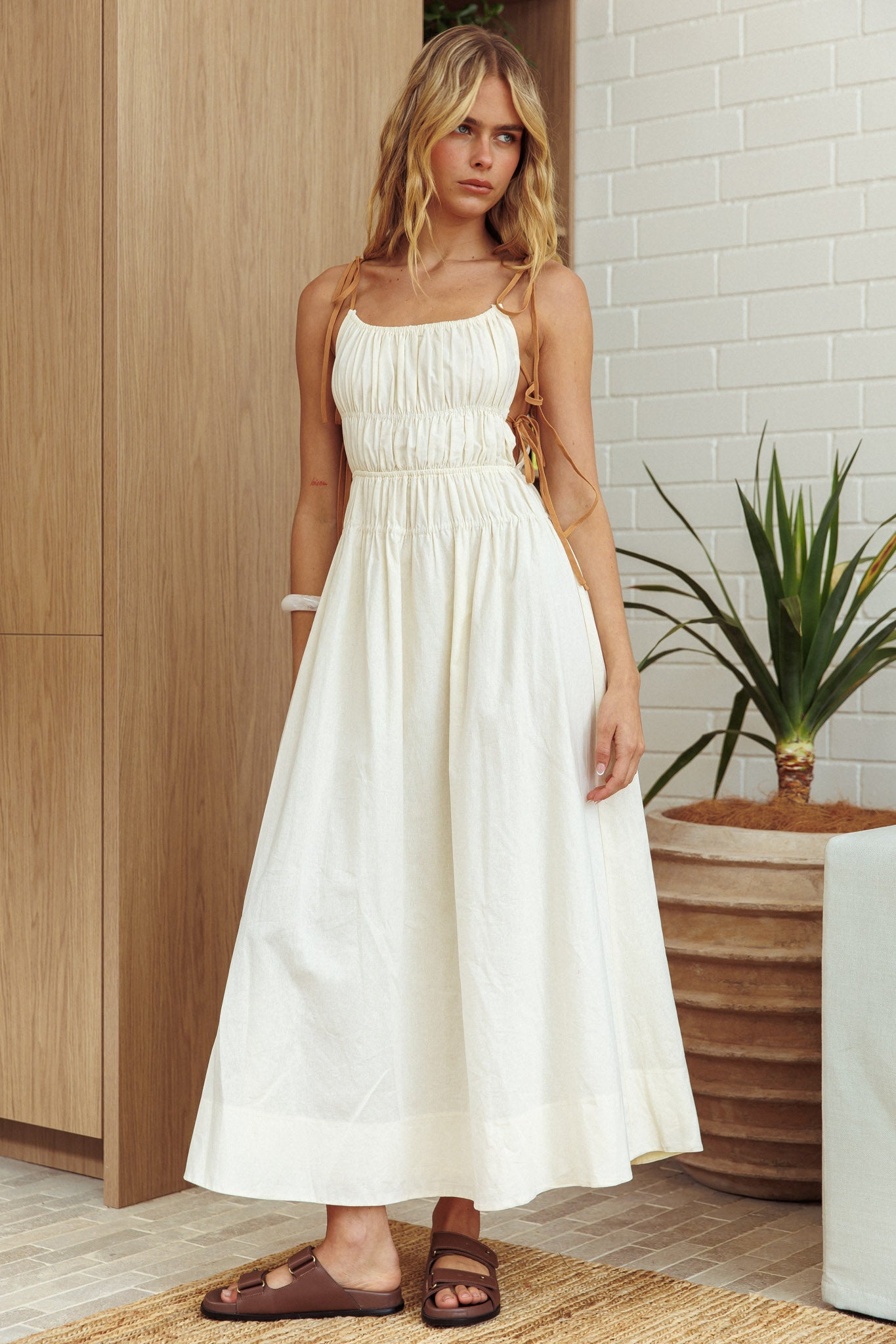 Shop the By The Way Side Tie Dress Oat