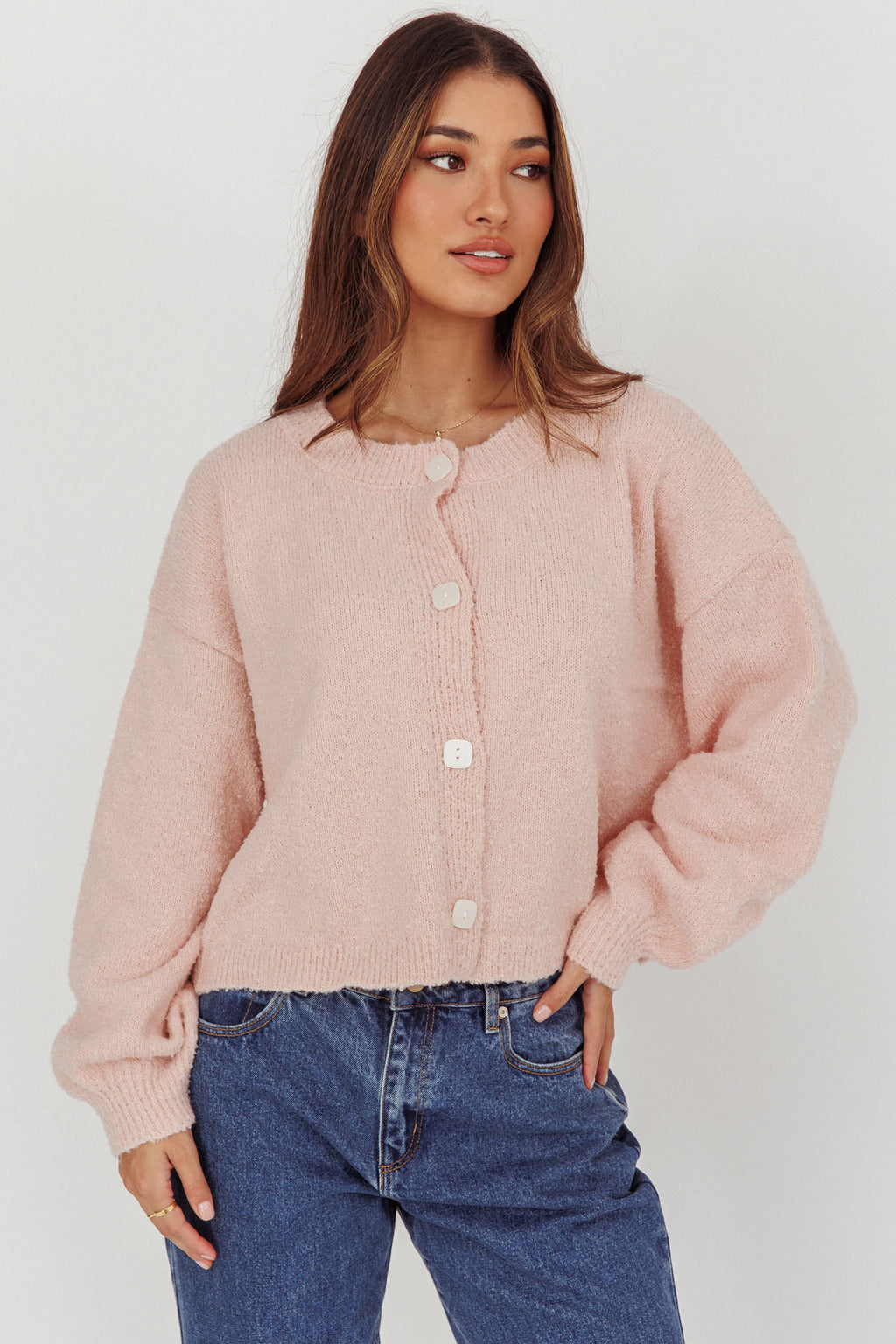 Taking Notes Button Front Cardigan Blush by Selfie Leslie