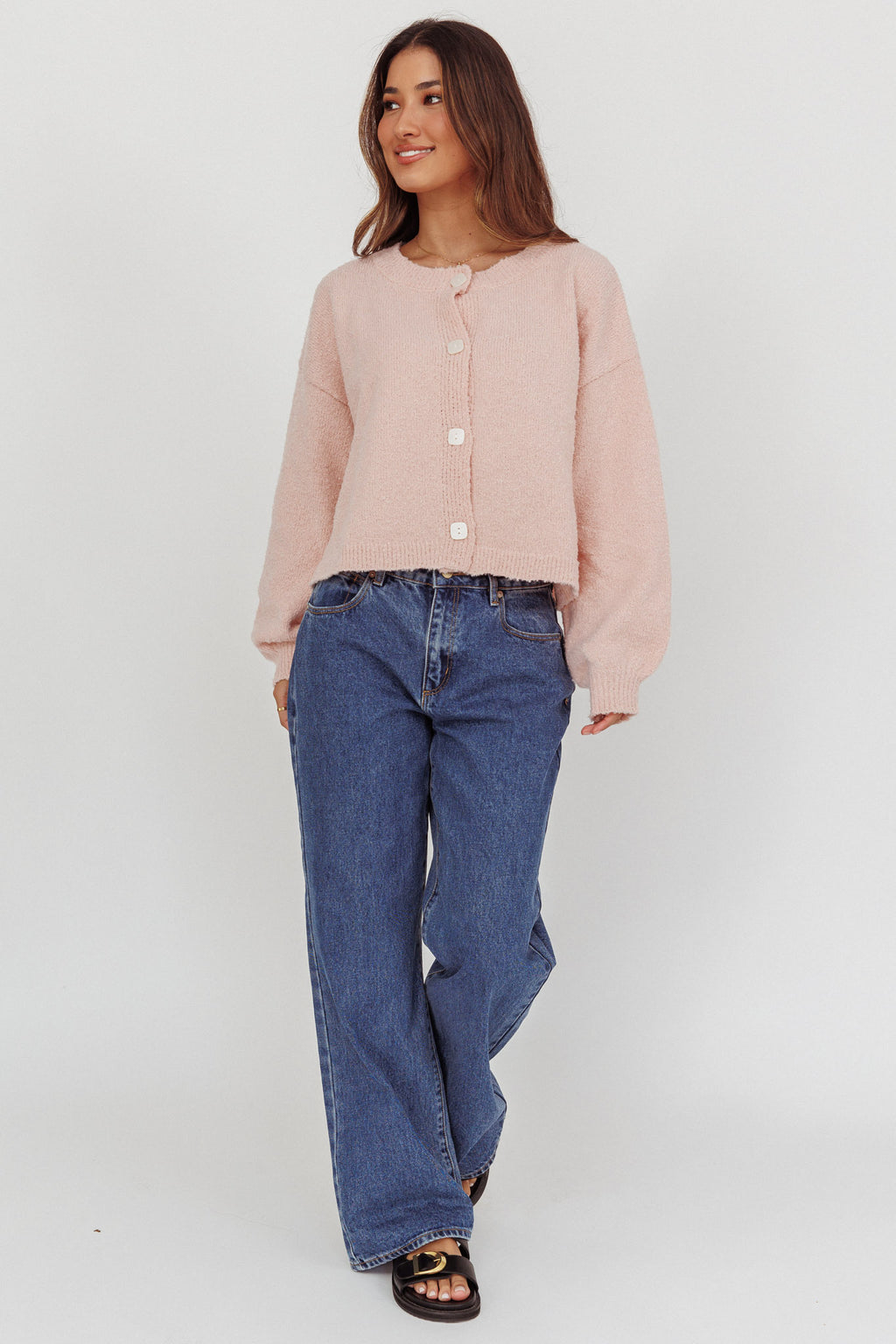 Taking Notes Button Front Cardigan Blush by Selfie Leslie