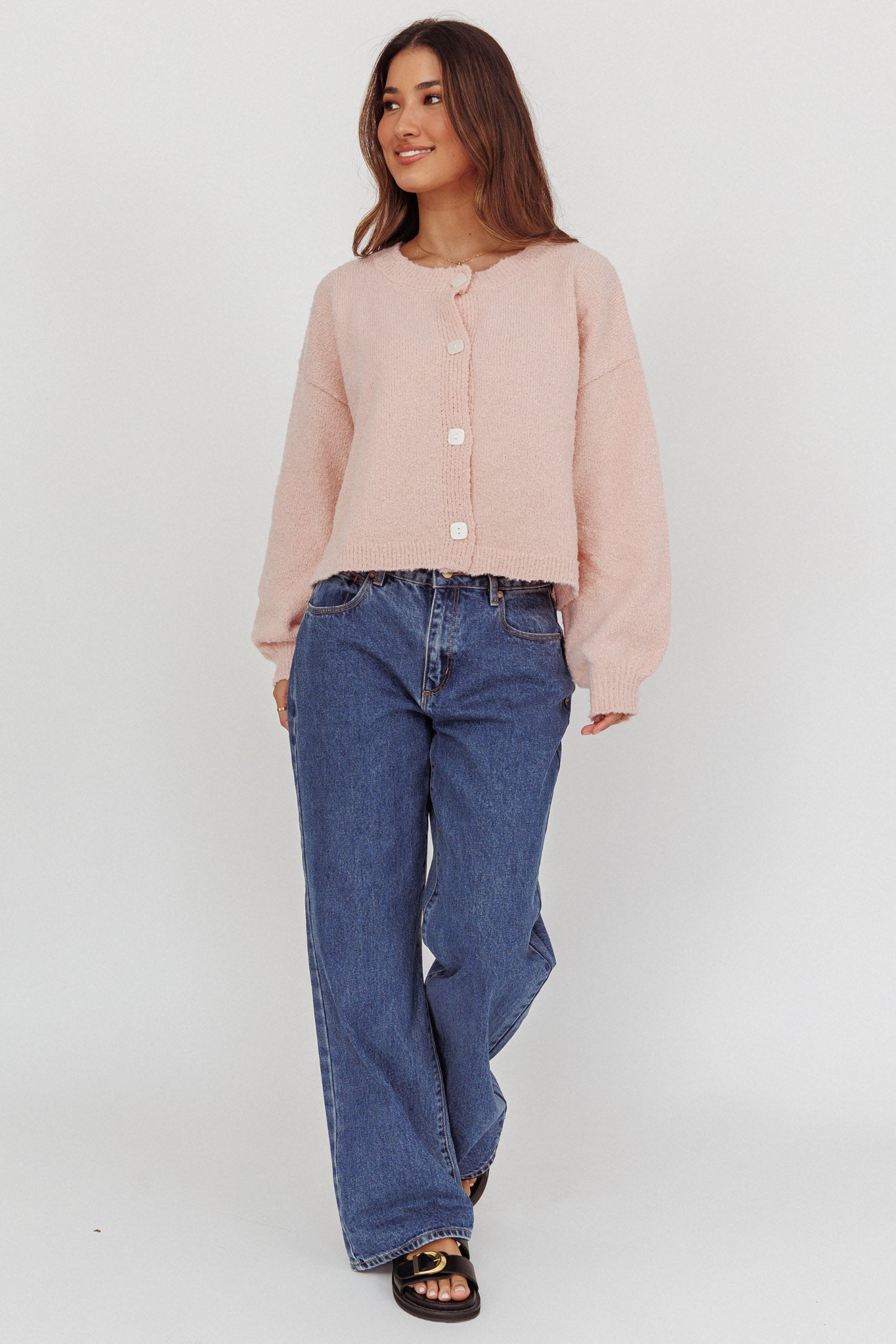 Taking Notes Button Front Cardigan Blush by Selfie Leslie