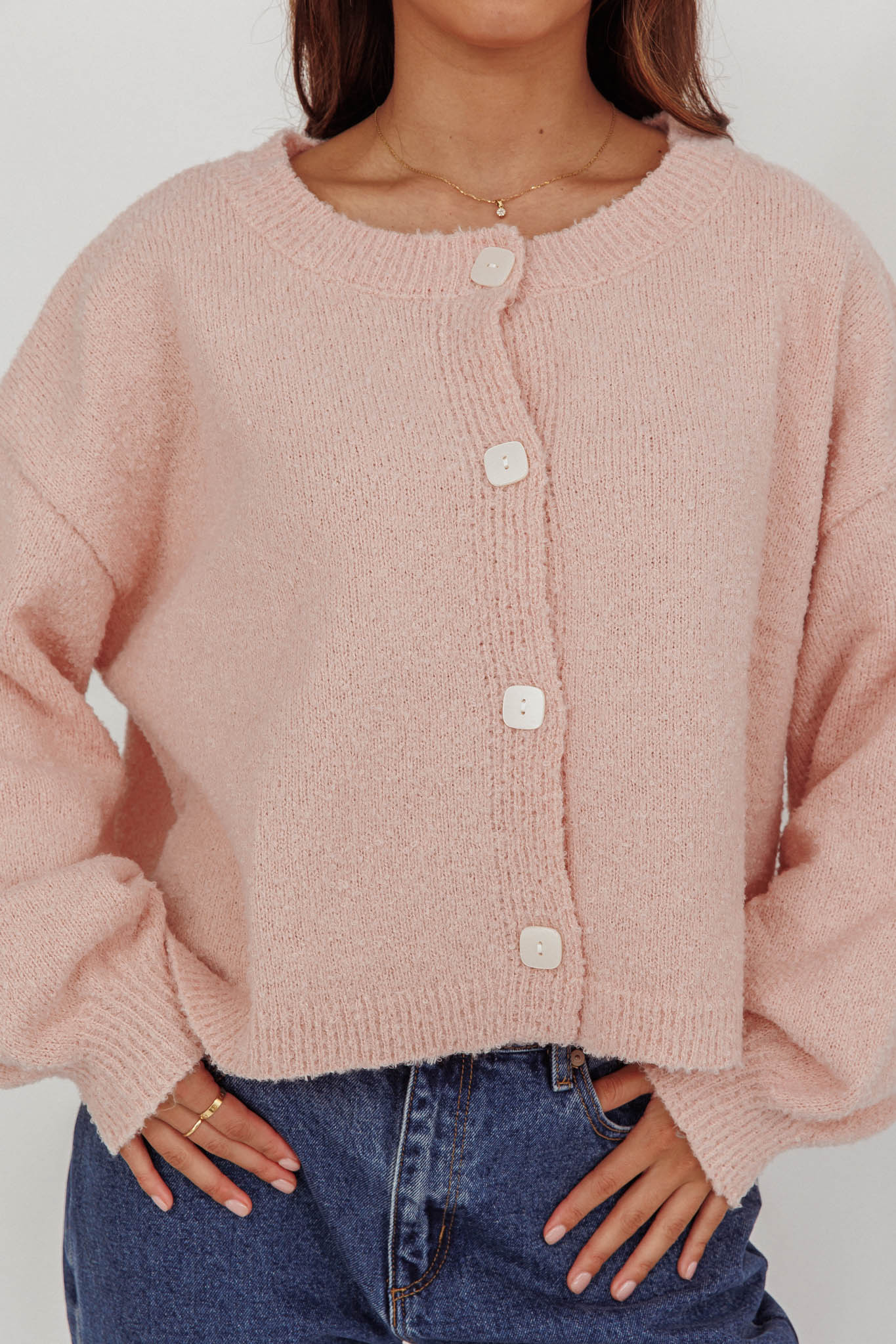 Taking Notes Button Front Cardigan Blush by Selfie Leslie