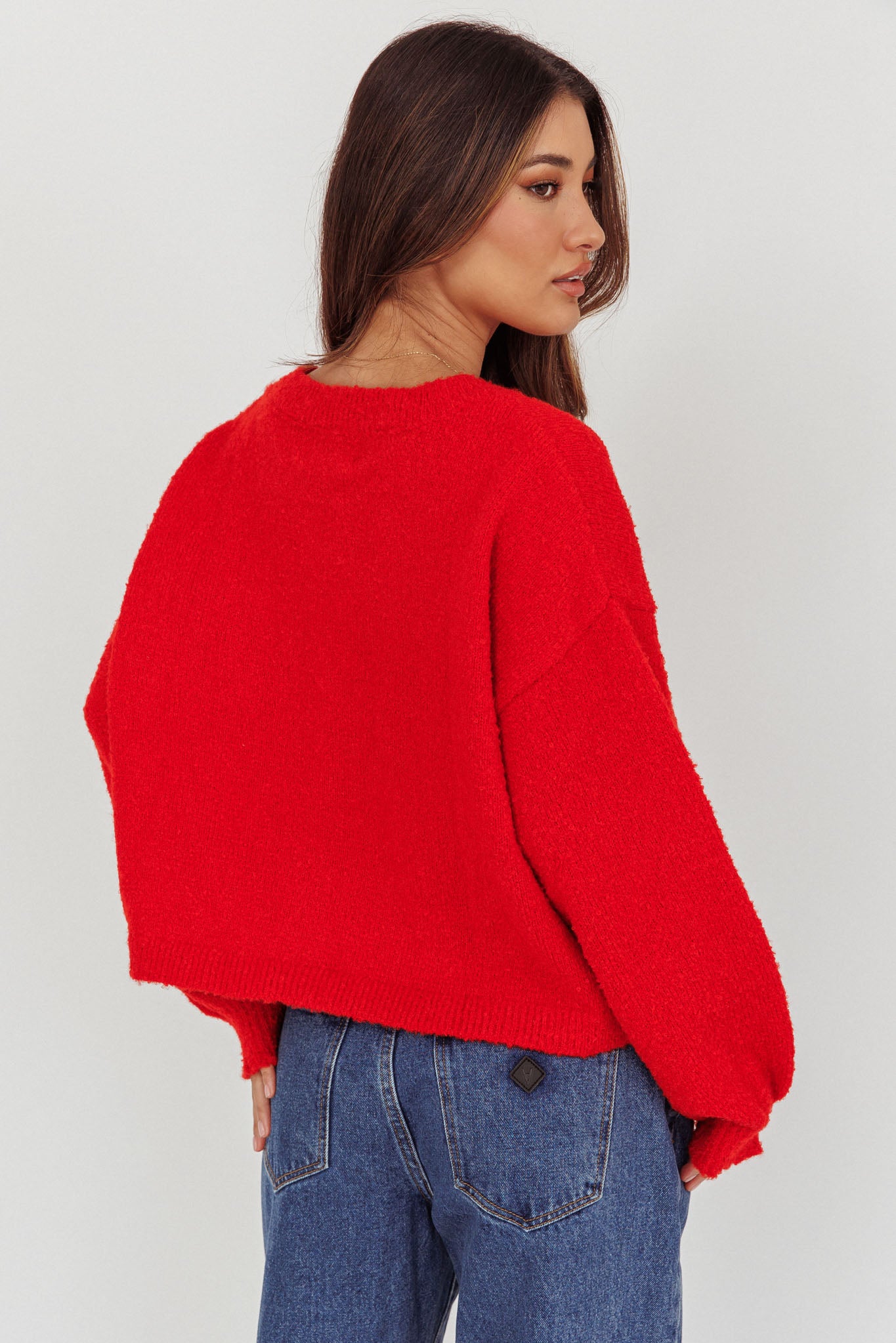 Taking Notes Button Front Cardigan Red by Selfie Leslie