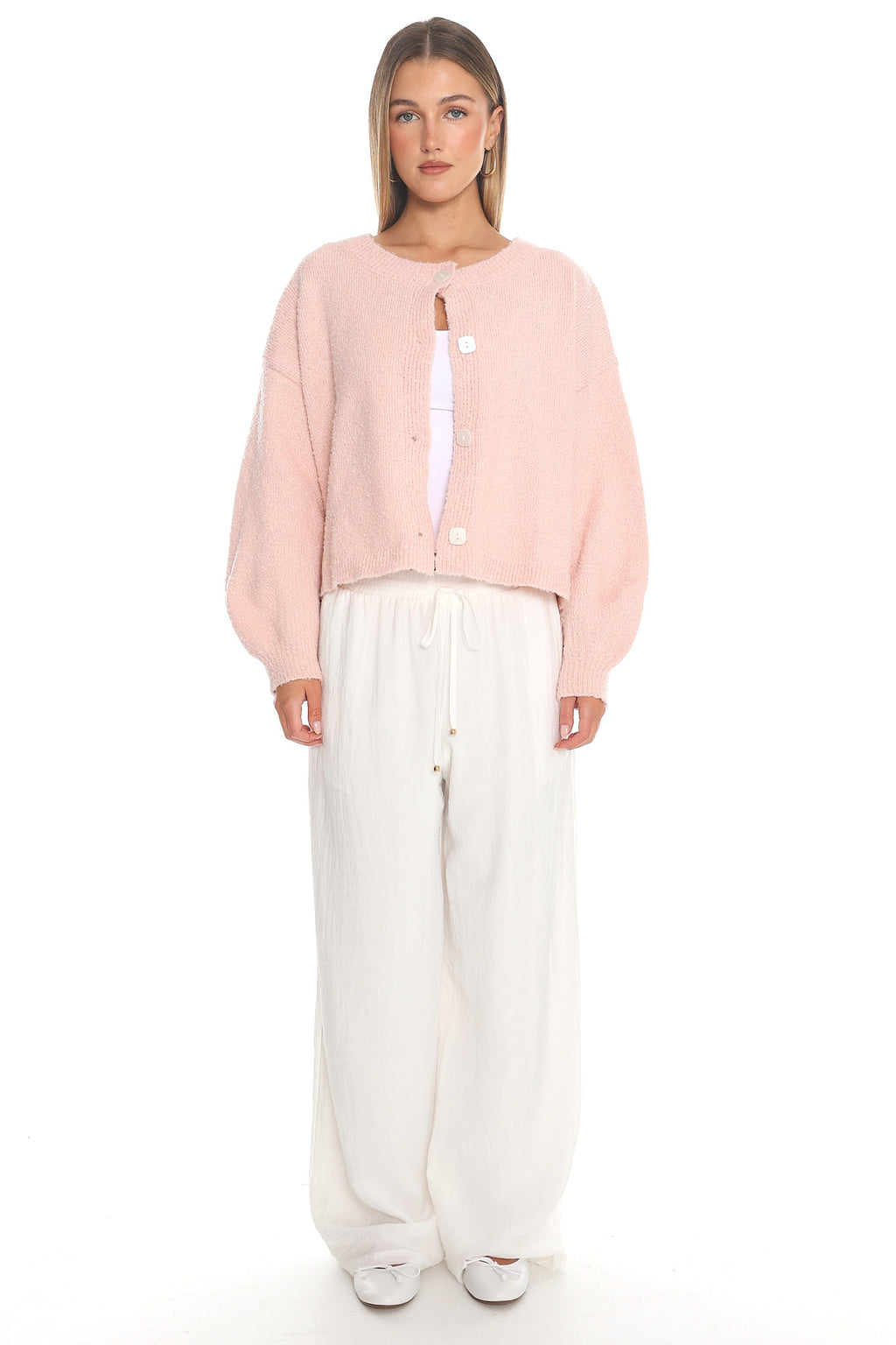 Taking Notes Button Front Cardigan Blush by Selfie Leslie