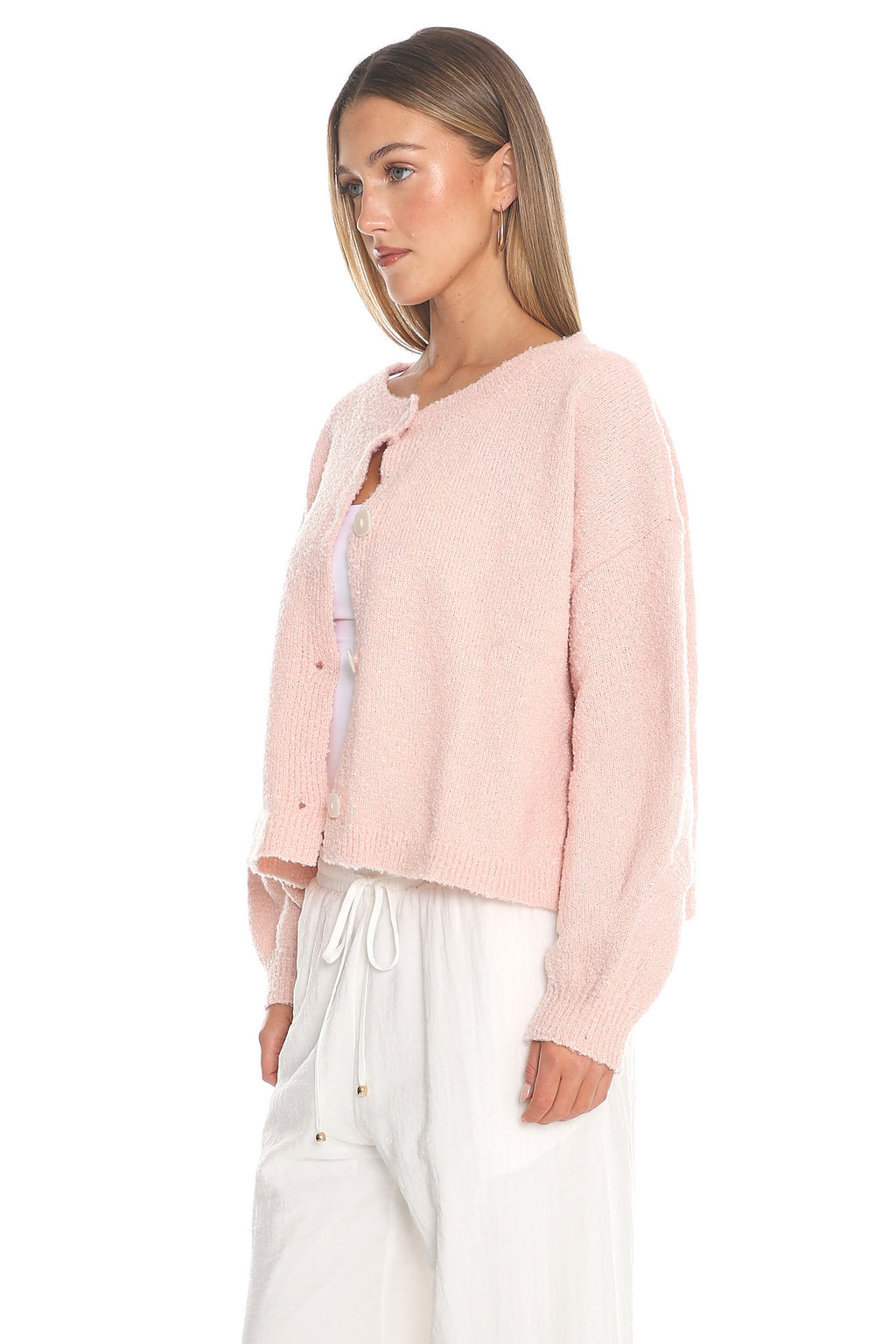 Taking Notes Button Front Cardigan Blush by Selfie Leslie