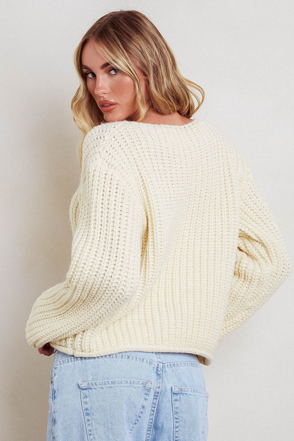 Cindie Chunky Knit Cardigan Butter by Selfie Leslie