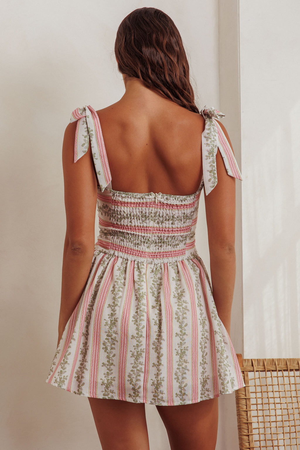 Bestie Tied Shoulder Mini Dress Floral Green by Selfie Leslie