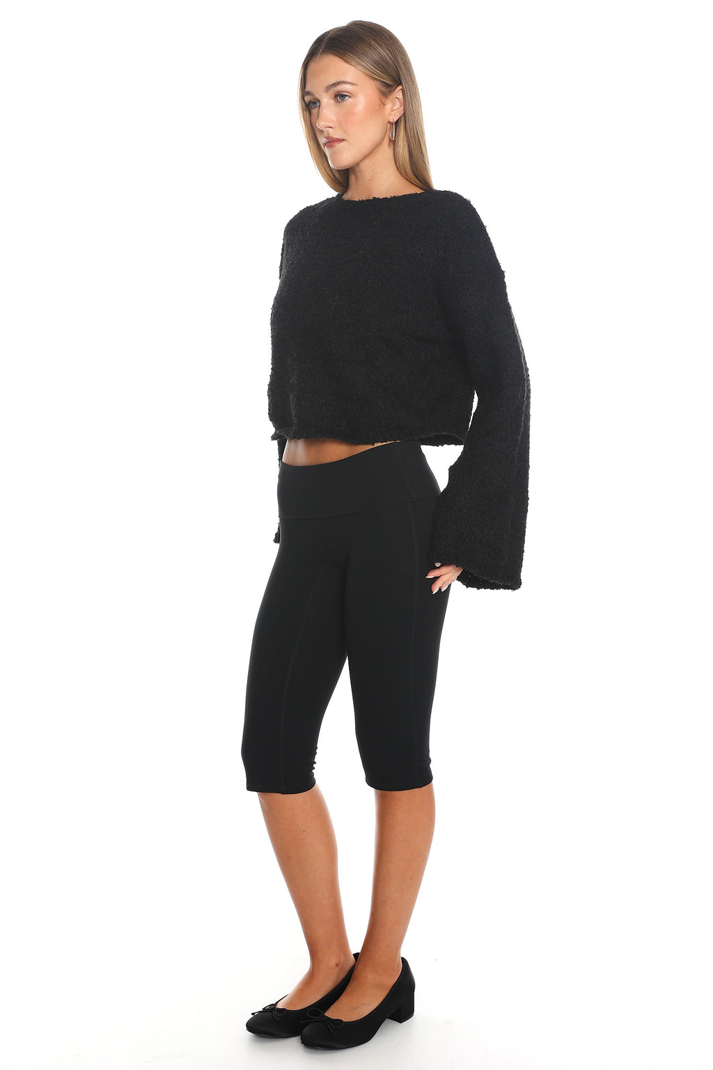 Strasbourg Flared Cuff Drop Shoulder Sweater Black by Selfie Leslie