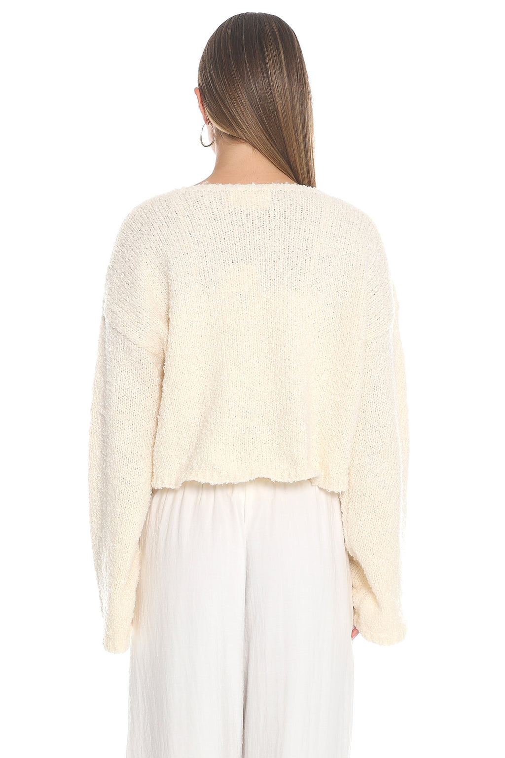 Strasbourg Flared Cuff Drop Shoulder Sweater Cream by Selfie Leslie