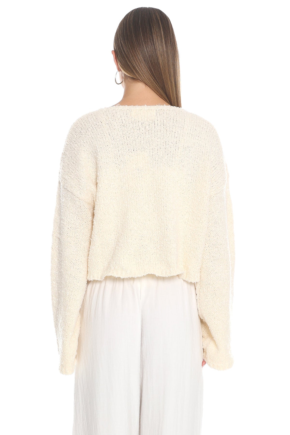 Strasbourg Flared Cuff Drop Shoulder Sweater Cream by Selfie Leslie