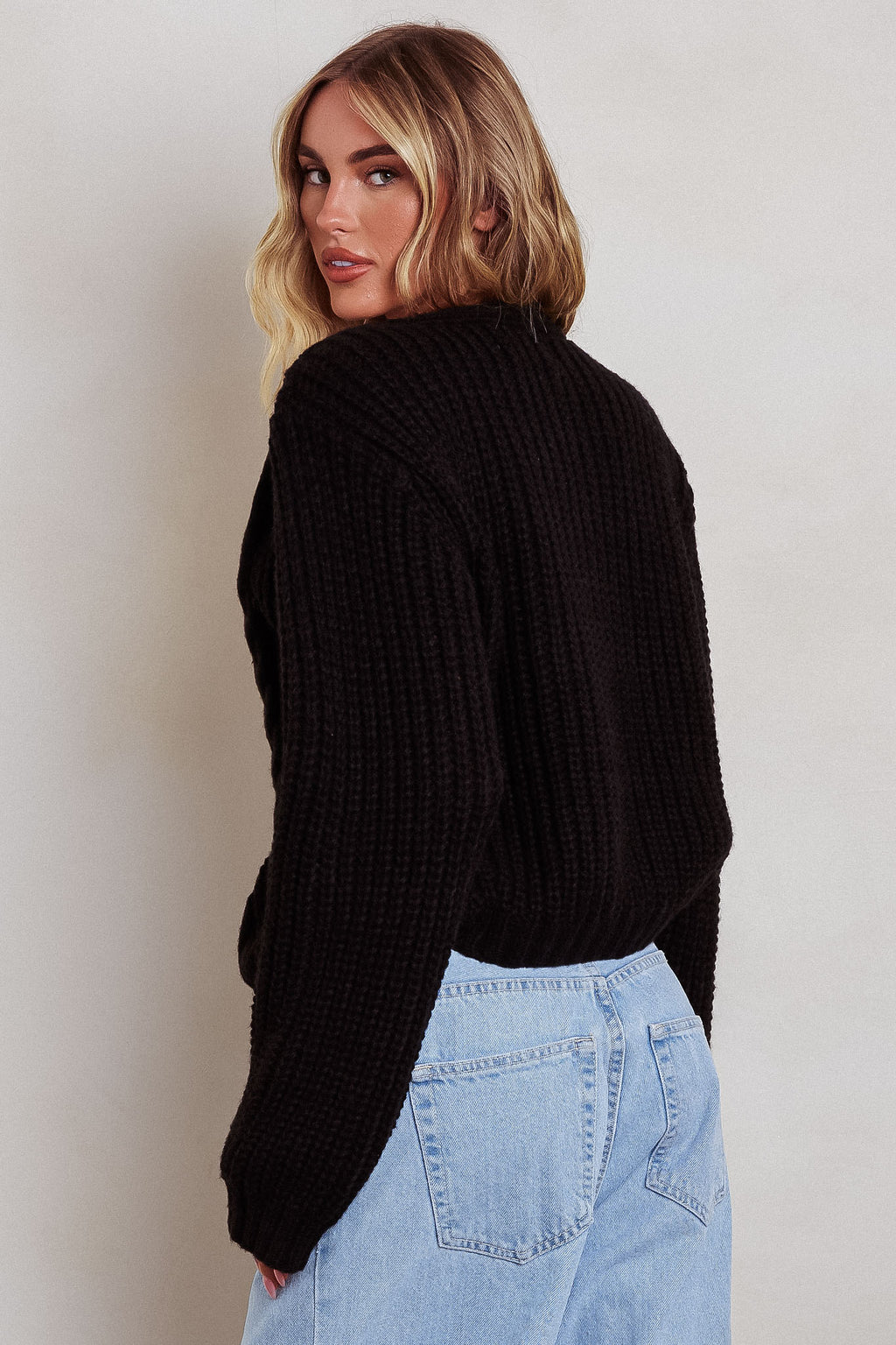 Prime Time Cable Knit Cardigan Black by Selfie Leslie