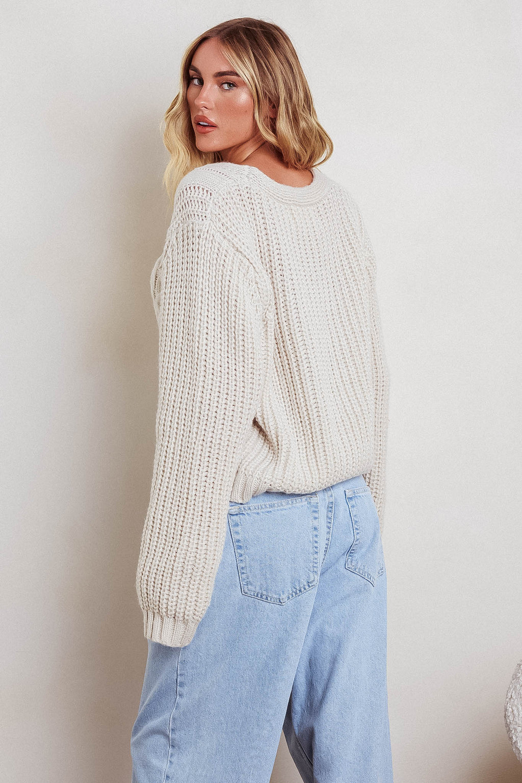 Prime Time Cable Knit Cardigan Oat by Selfie Leslie