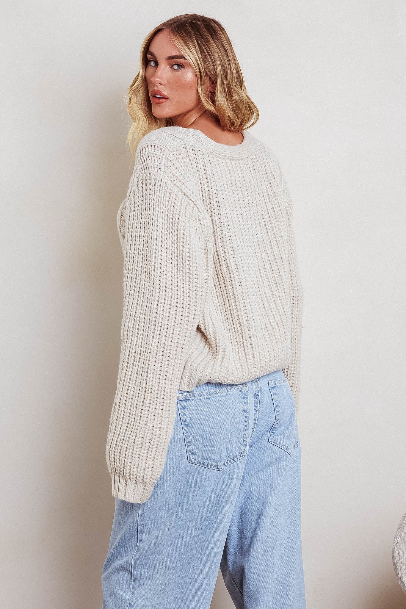Prime Time Cable Knit Cardigan Oat by Selfie Leslie
