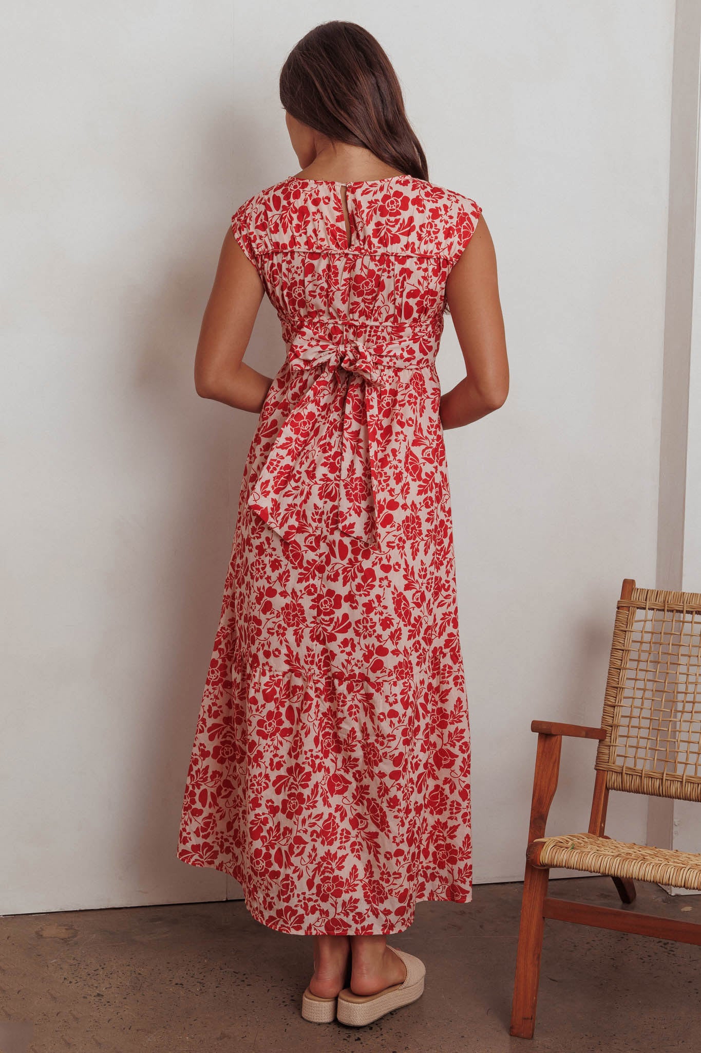 Called Out Gathered Bodice Maxi Dress Floral Red by Selfie Leslie