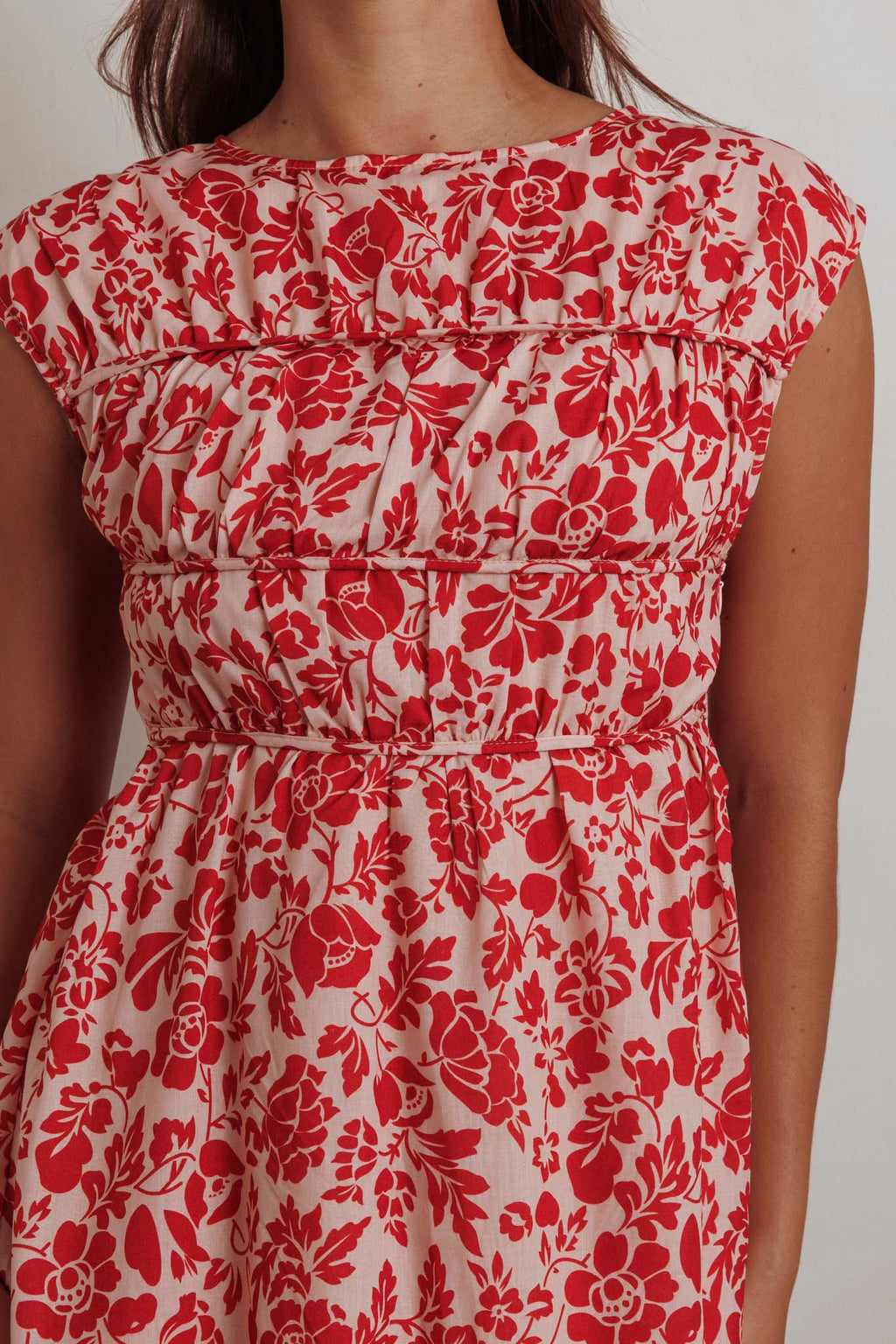 Called Out Gathered Bodice Maxi Dress Floral Red by Selfie Leslie