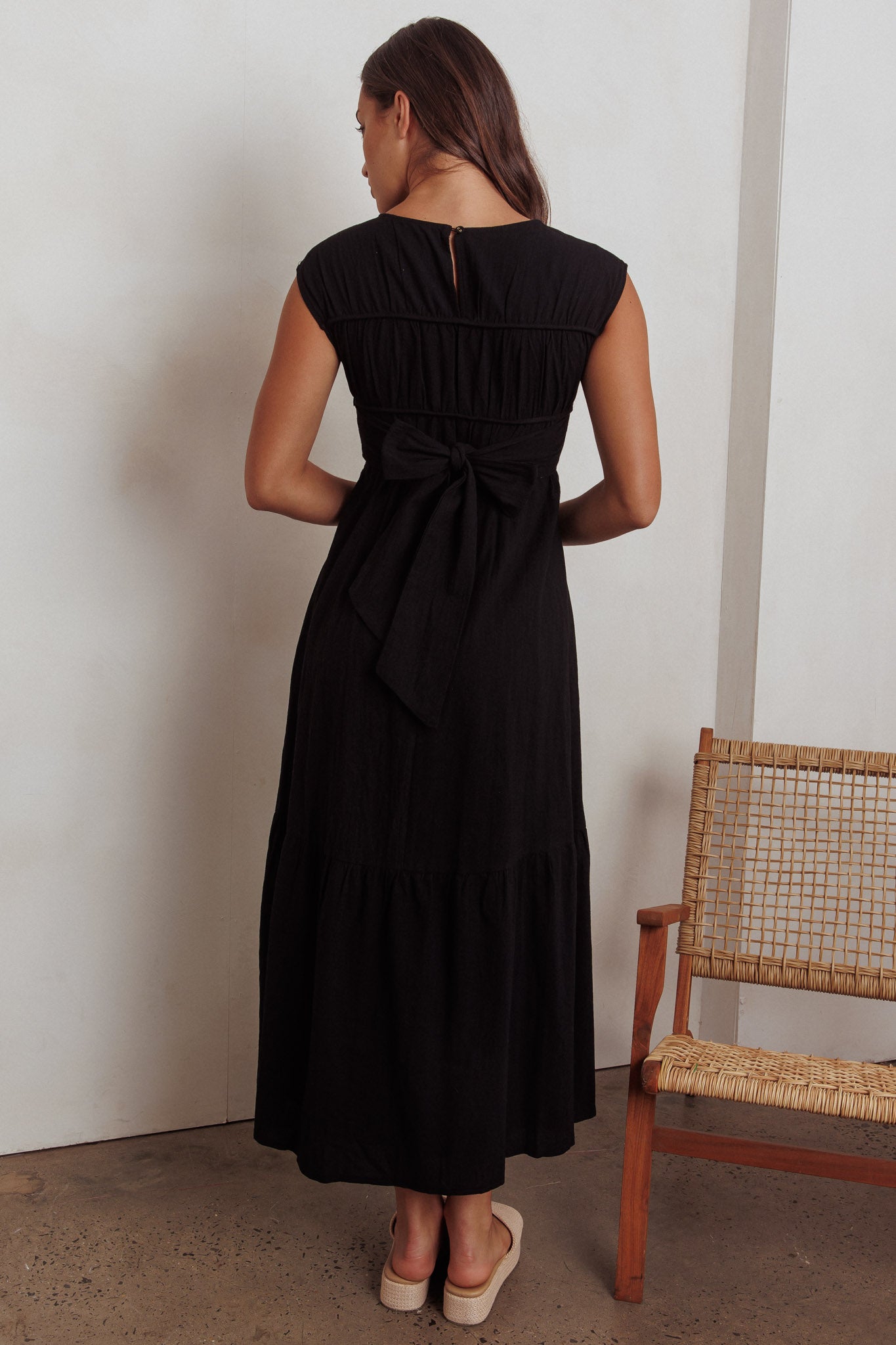 Called Out Gathered Bodice Maxi Dress Black by Selfie Leslie