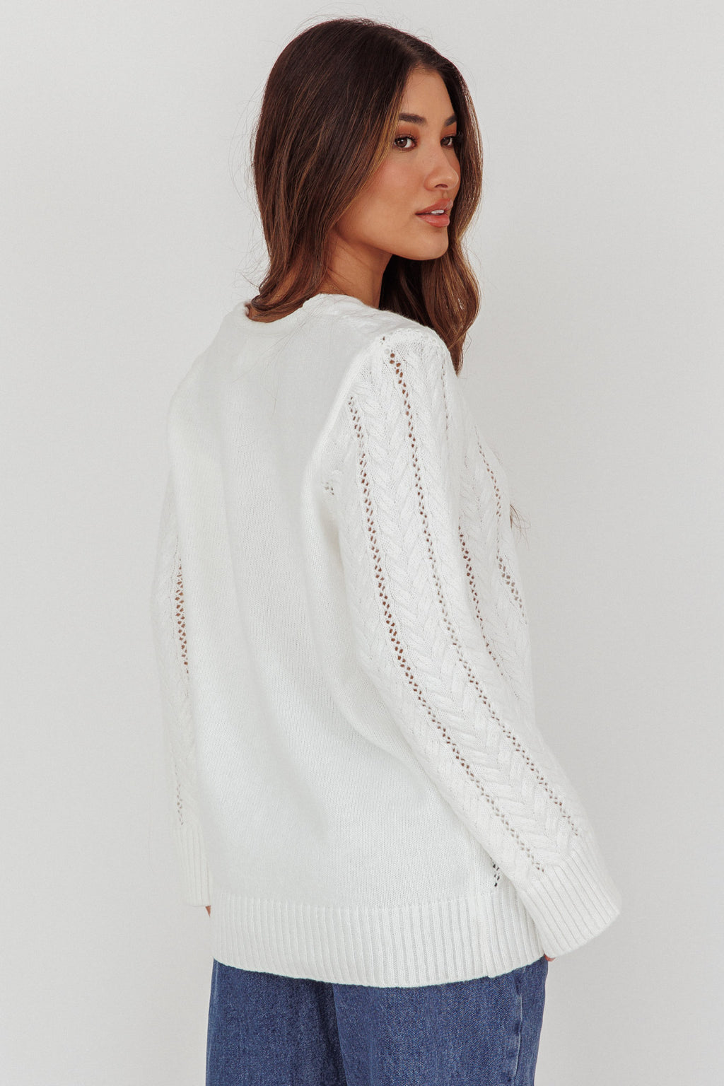 Seattle Lace-Up Front Knit Top White by Selfie Leslie