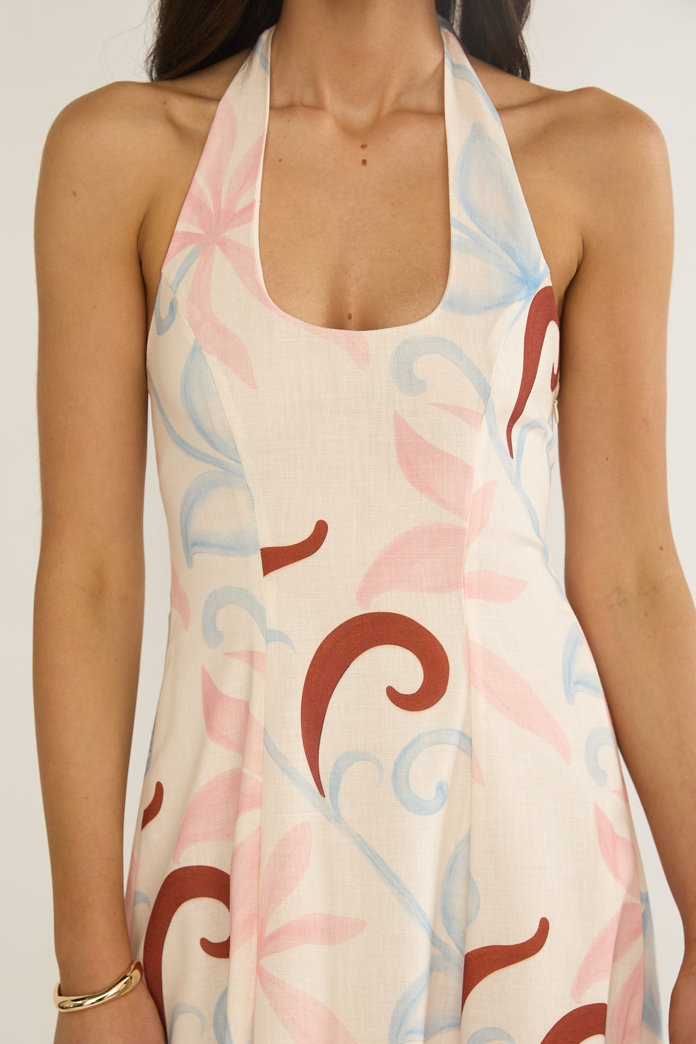 Florie Scoop Neck Halter Maxi Dress Floral by Selfie Leslie