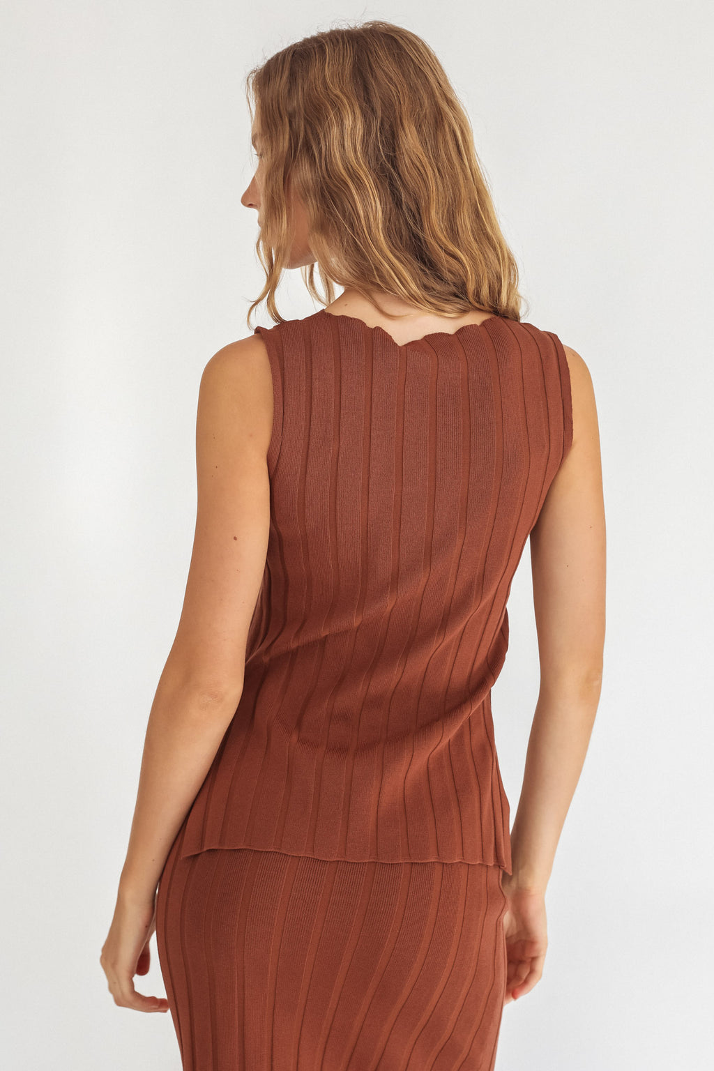 Kimora Sleeveless Knit Top Brown by Selfie Leslie