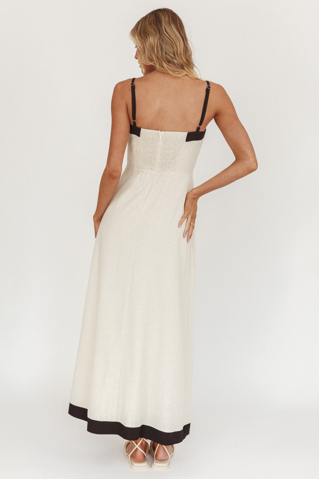 Sailing Away Button Front Maxi Dress Oat by Selfie Leslie