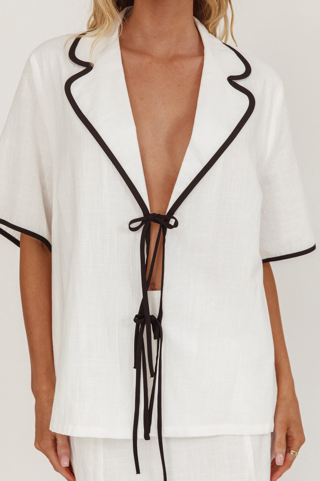 Caterina Tie-Front Top White by Selfie Leslie