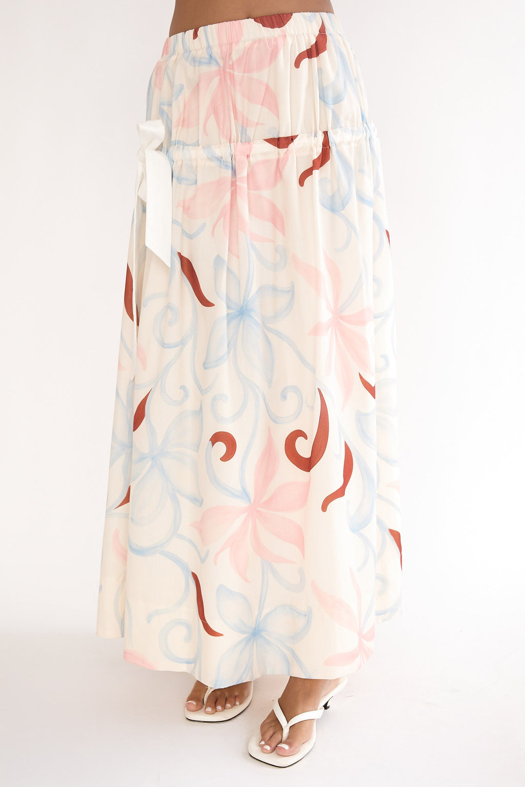 Salty Sea Side Bow Maxi Skirt Floral by Selfie Leslie