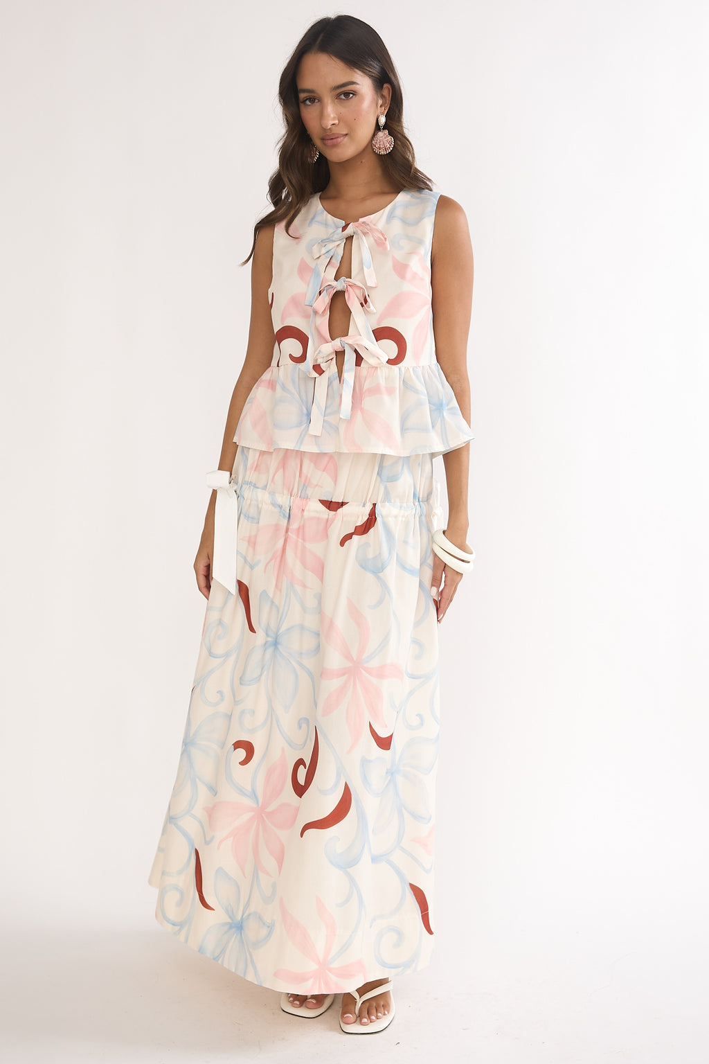 Salty Sea Front Tie Bow Top Floral by Selfie Leslie