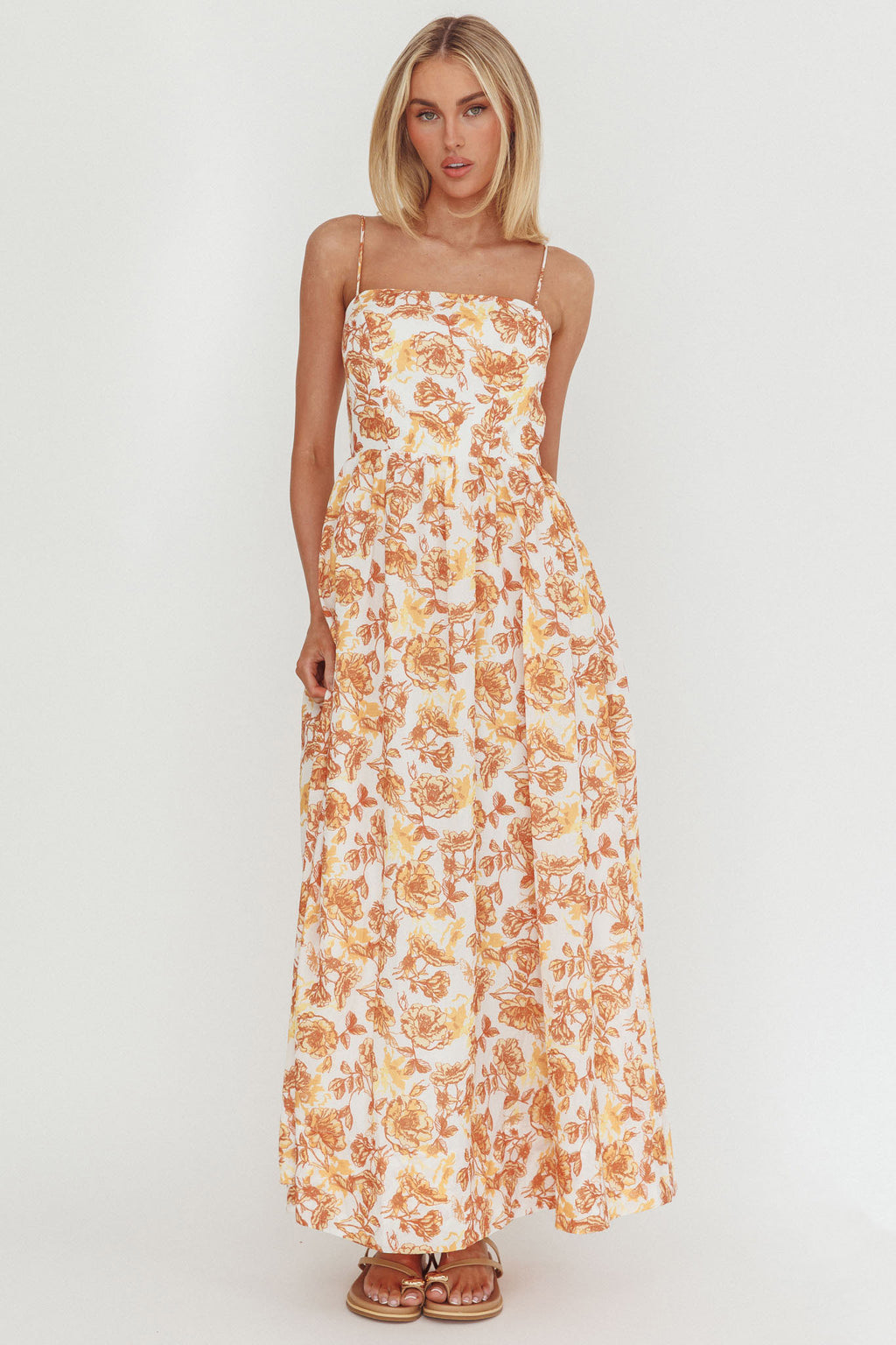 Wild Card Cami Strap Maxi Dress Floral Yellow by Selfie Leslie