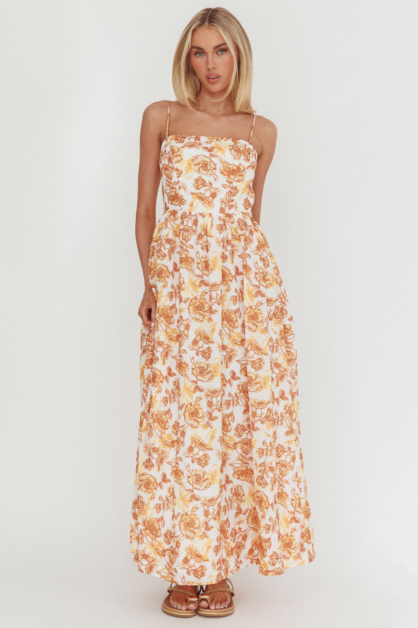 Wild Card Cami Strap Maxi Dress Floral Yellow by Selfie Leslie