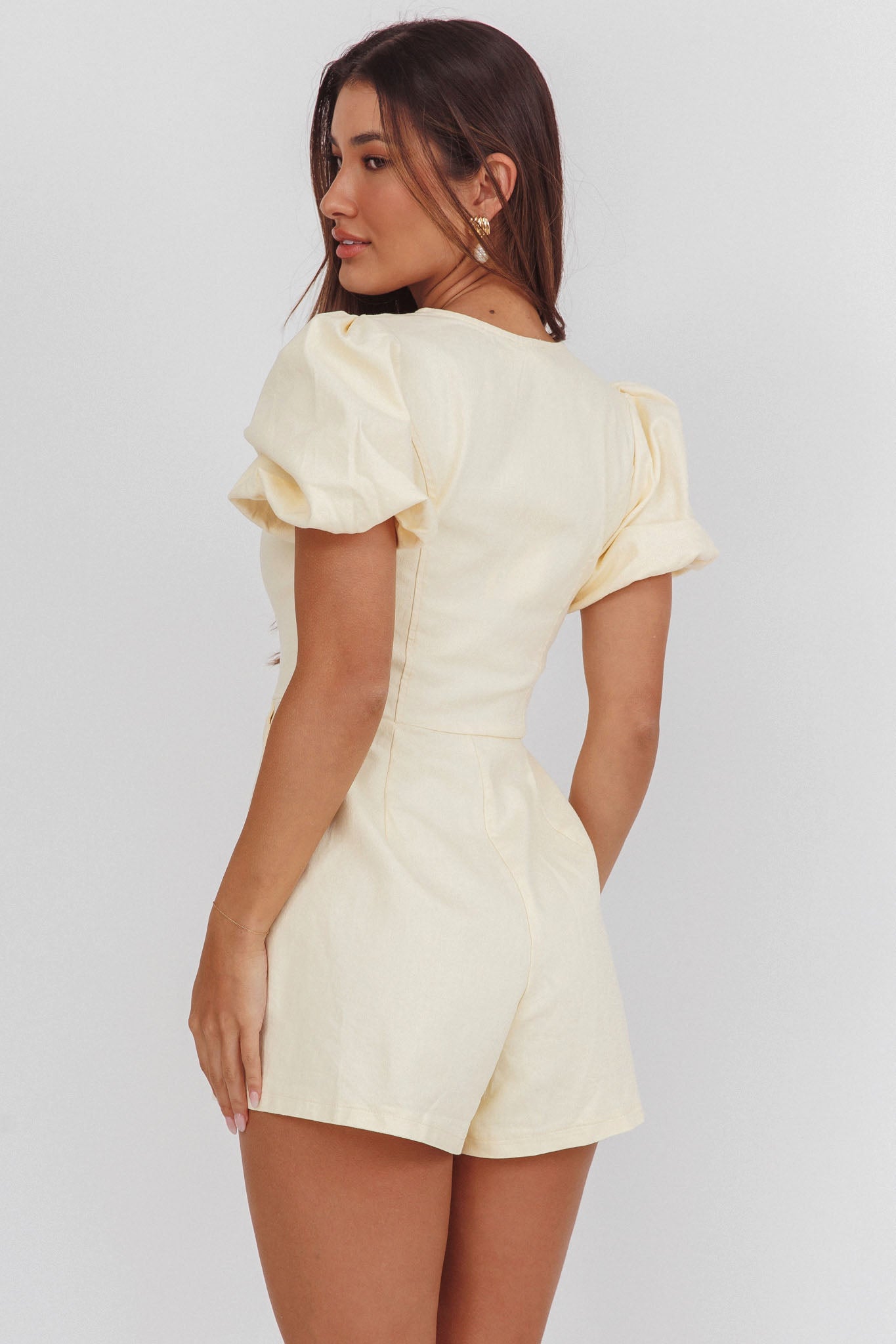 Briony Puff Sleeve Romper Butter by Selfie Leslie