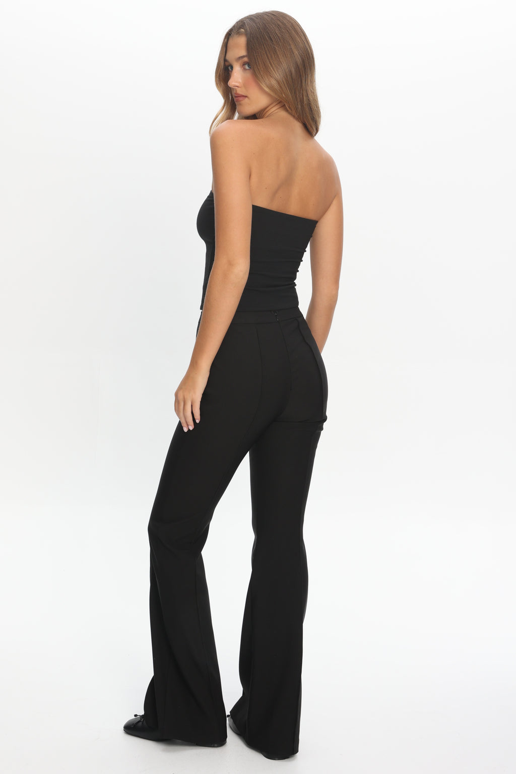 Morena Pintuck Pleat Flare Pants Black