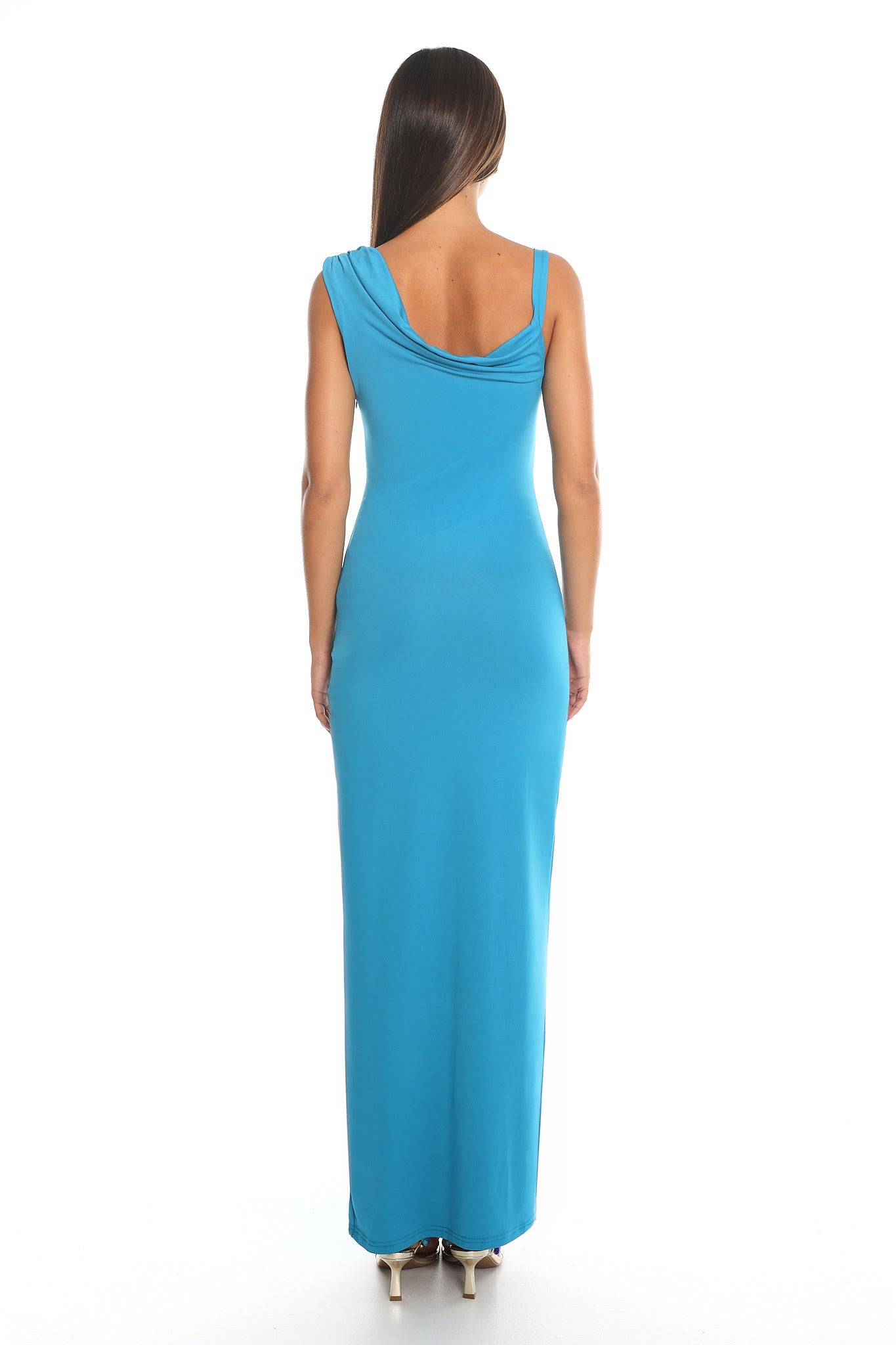 Marina Sands Asymmetric Cut-Out Maxi Dress Blue