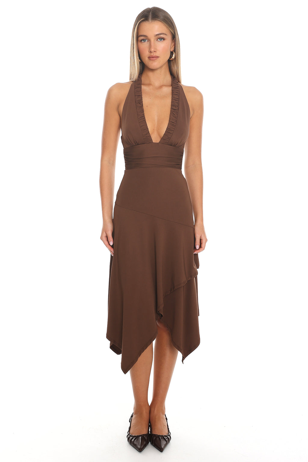 Kilah Halter Midi Dress Chocolate