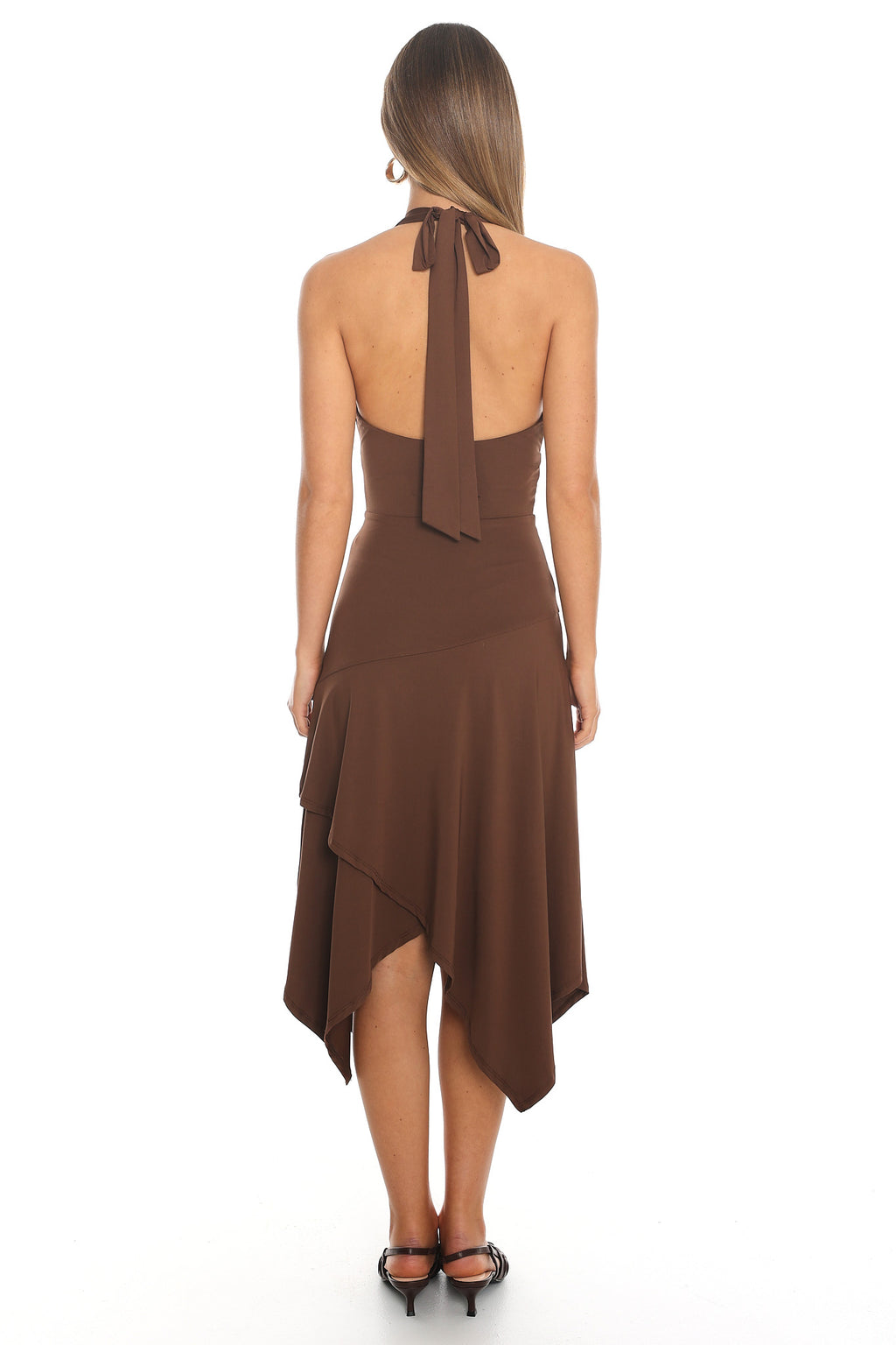 Kilah Halter Midi Dress Chocolate
